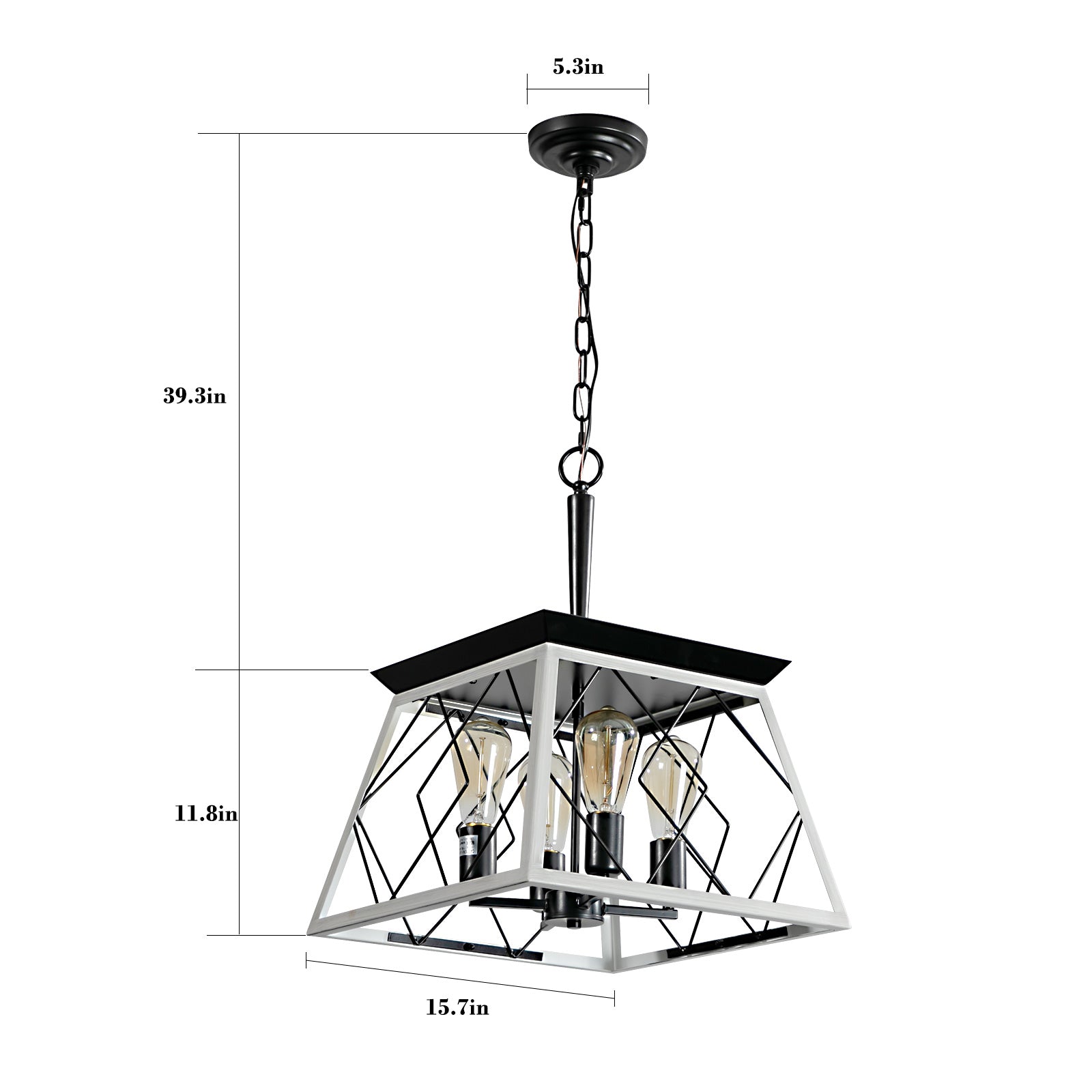 Farmhouse Chandeliers With 5 Bulbs For Dining Room White