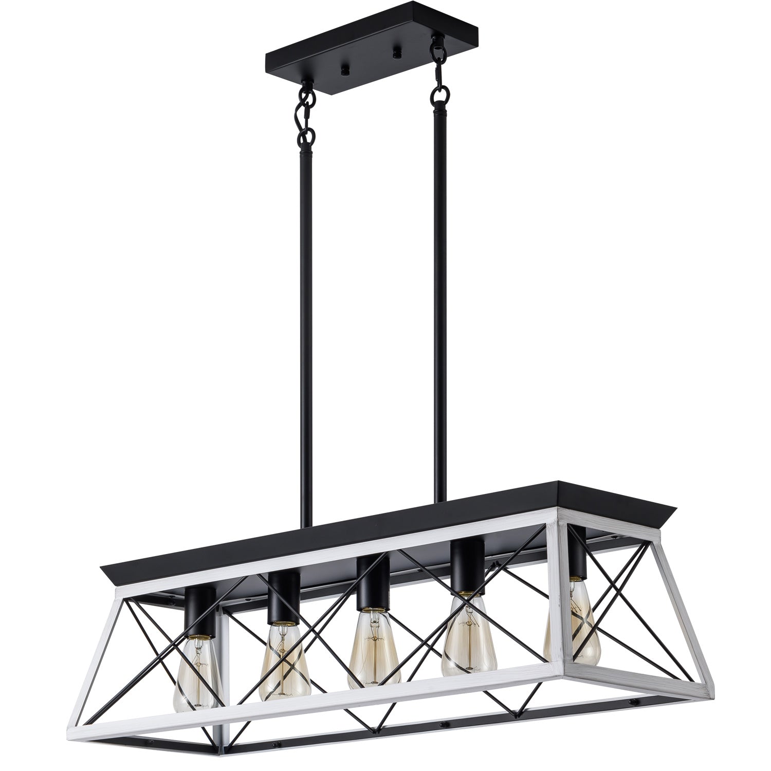 Rustic Style Farmhouse 5-Light Pendant Light Fixture Black