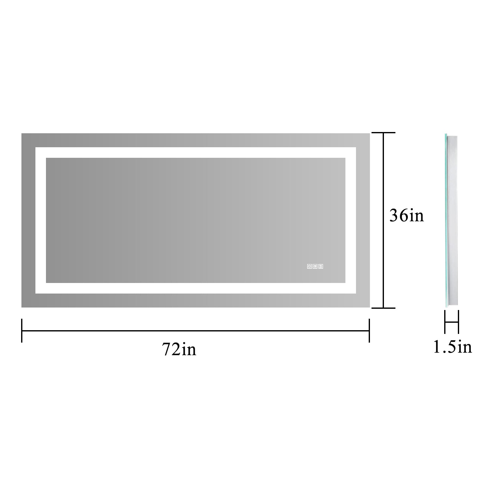 72''x 36'' LED Mirror Rectangle LED Wall-Mounted Dressing In Clear