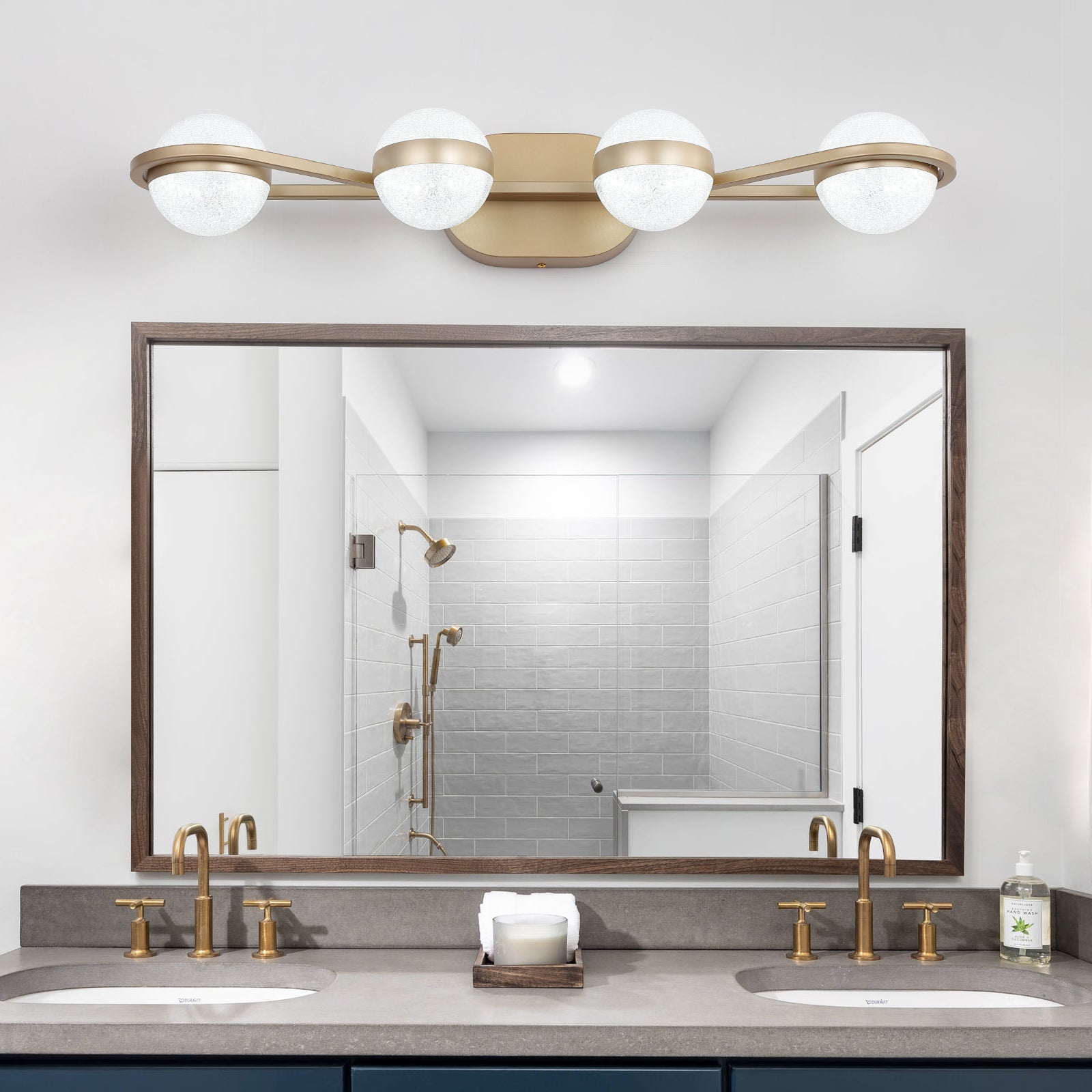 Modern Vanity Lights With 4 LED Bulbs For Bathroom Lighting In White