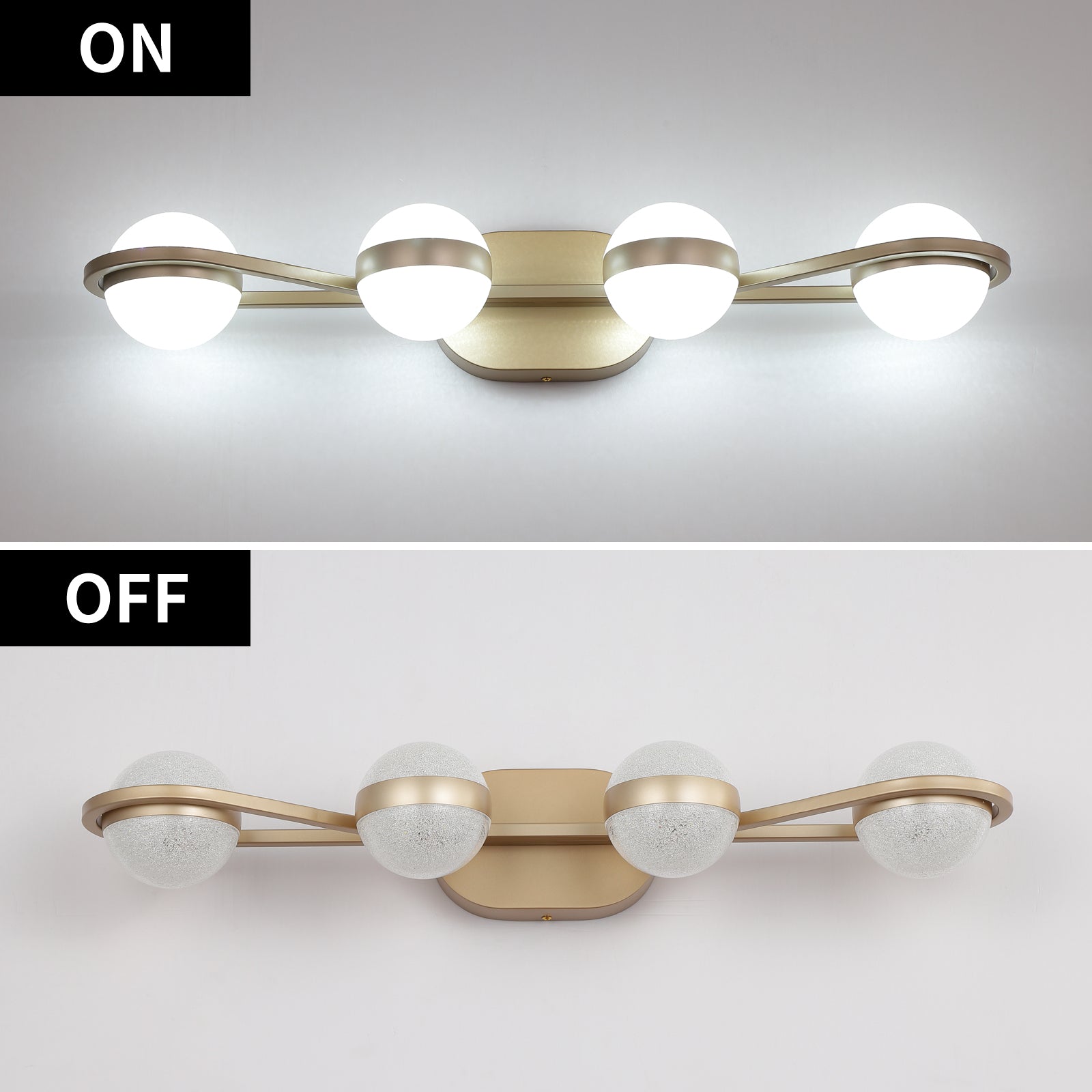 Modern Vanity Lights With 4 LED Bulbs For Bathroom Lighting In White