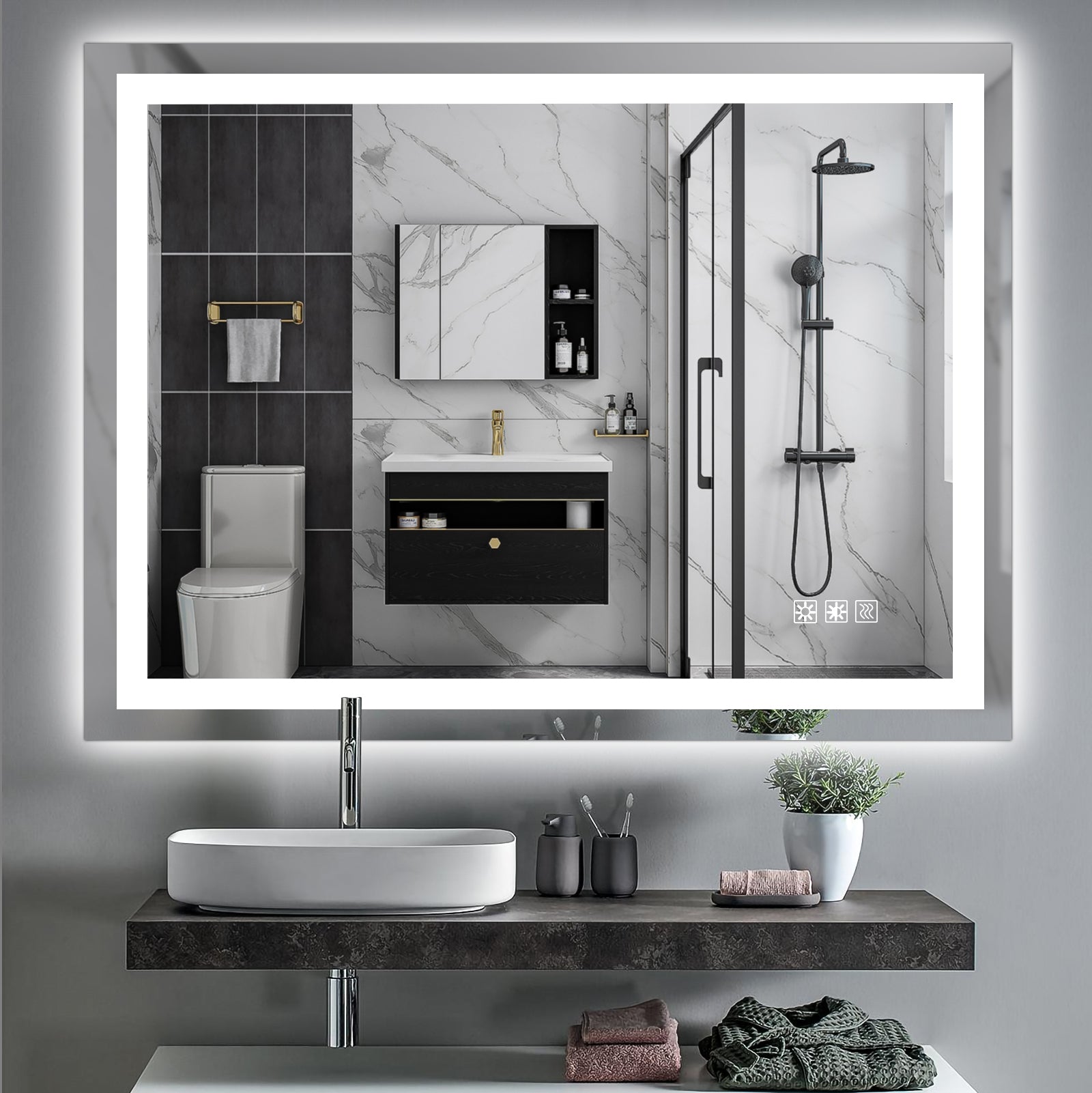 48''x 36'' LED Mirror Rectangle LED Wall-Mounted Dressing In Clear