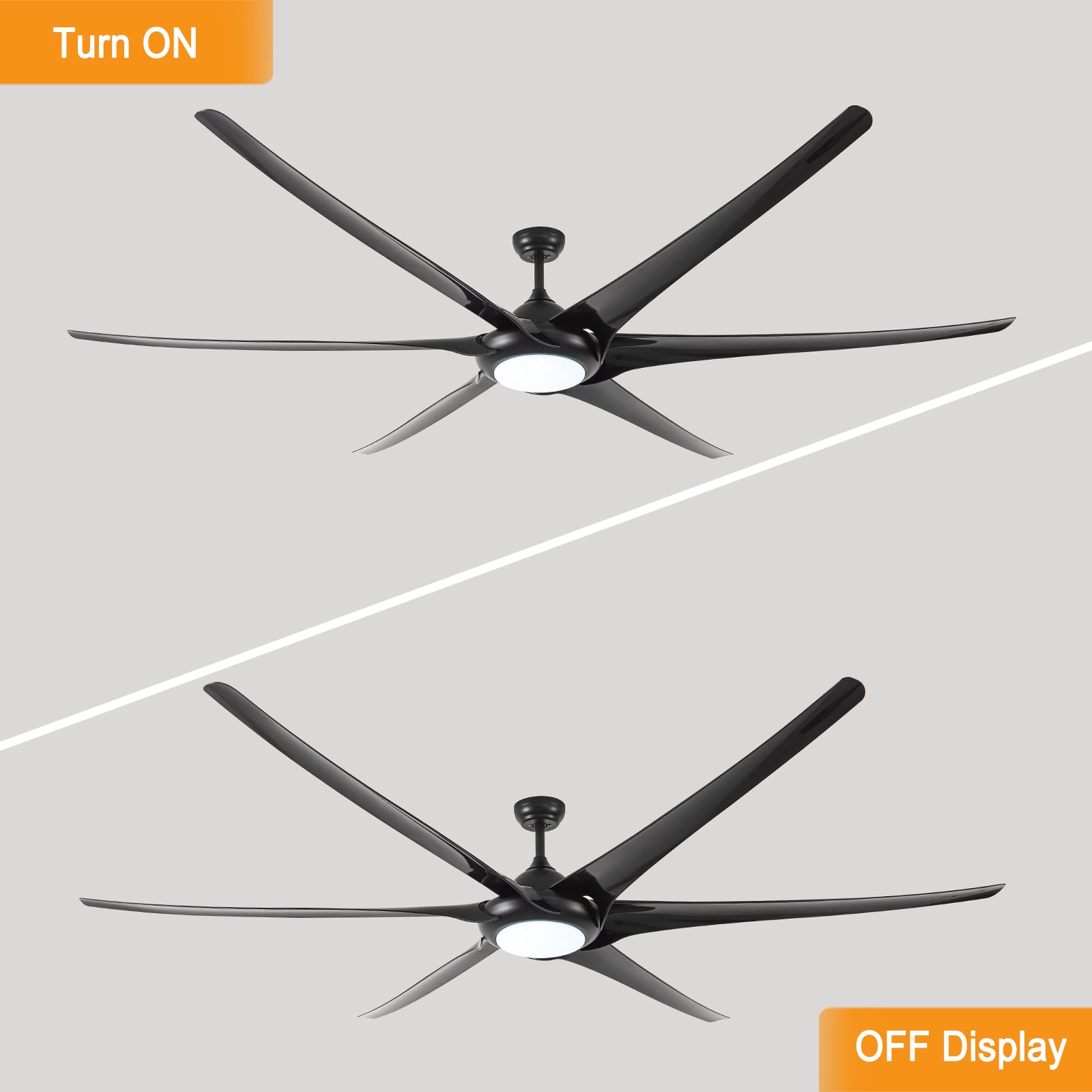 100" LED Ceiling Fans Light With 6-Blades Reversible Blades with Remote Control in Black