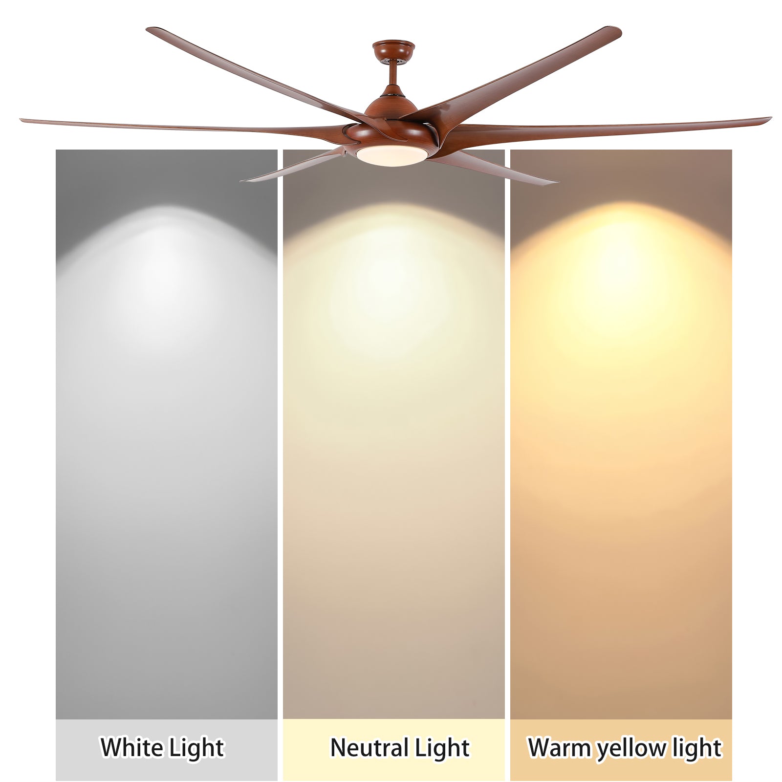 100" LED Ceiling Fans Light With 6-Blades Reversible Blades with Remote Control in wooden