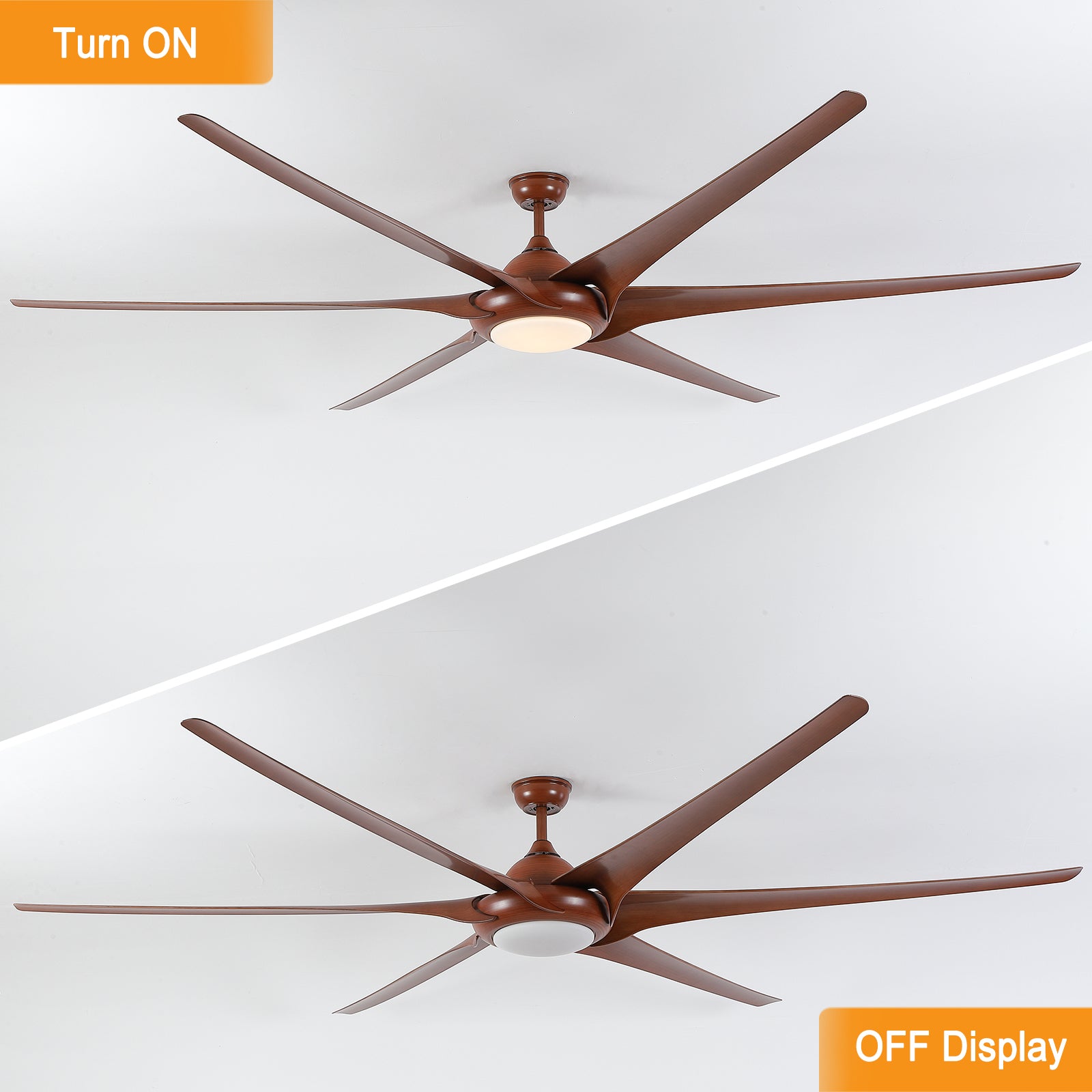 100" LED Ceiling Fans Light With 6-Blades Reversible Blades with Remote Control in wooden