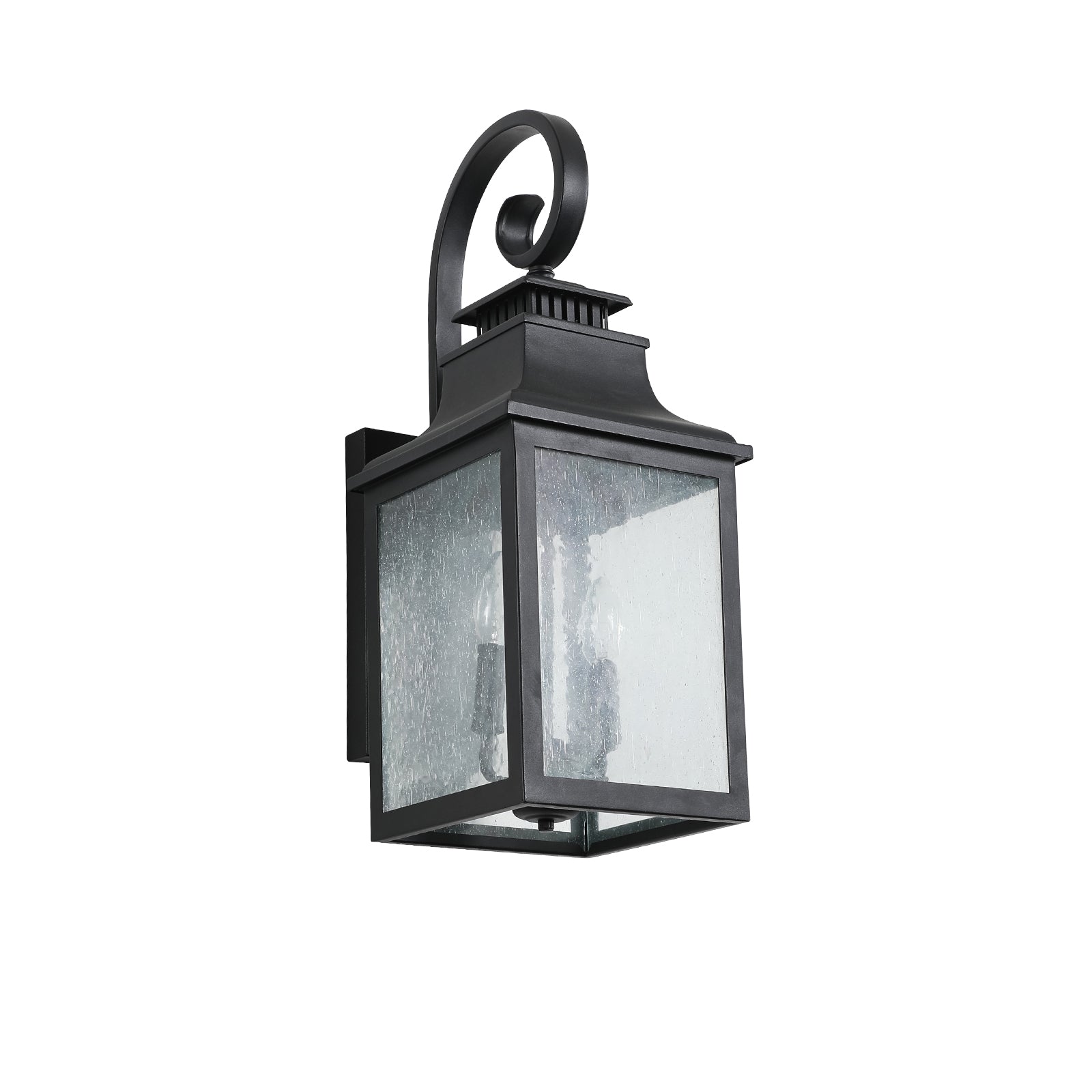 Industrial Square Single-Light Outdoor Wall Lamps With Glass Black