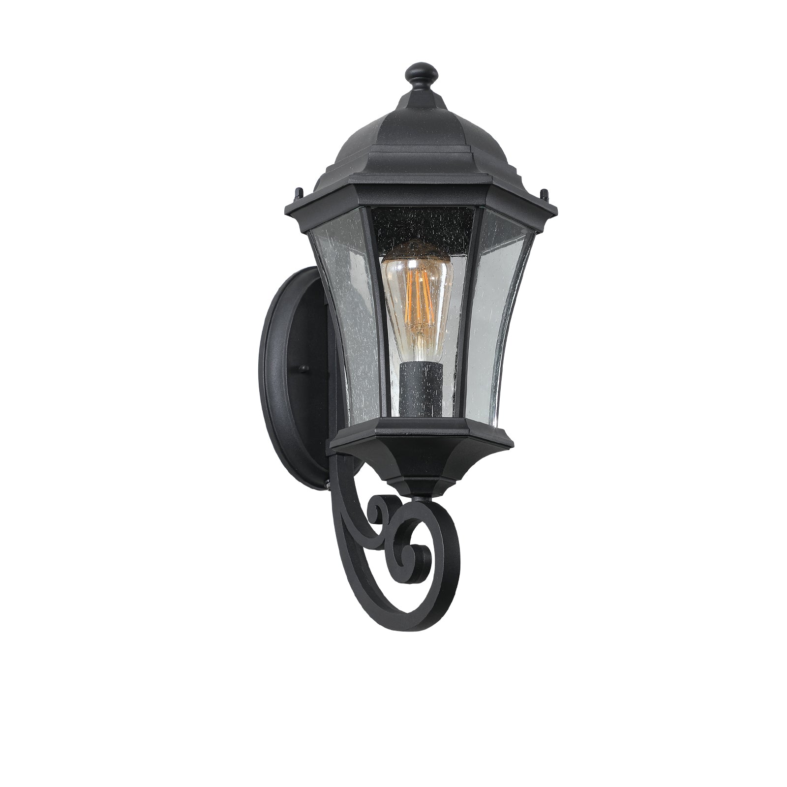 Retro Outdoor Waterproof Glass Wall Lamp In balck