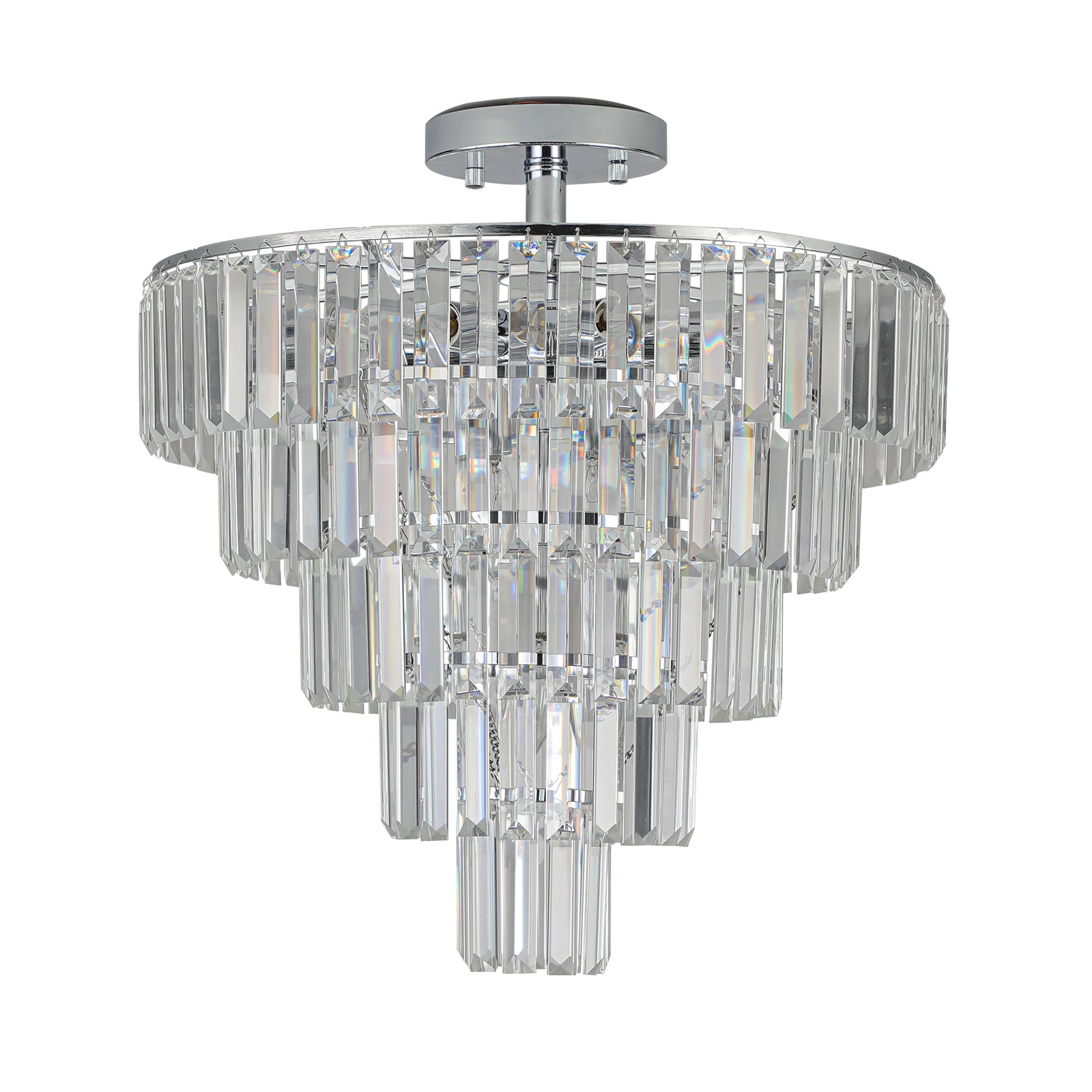 Modern Style 10-light Chandelier Large Crystal Chandelier In White Chrome