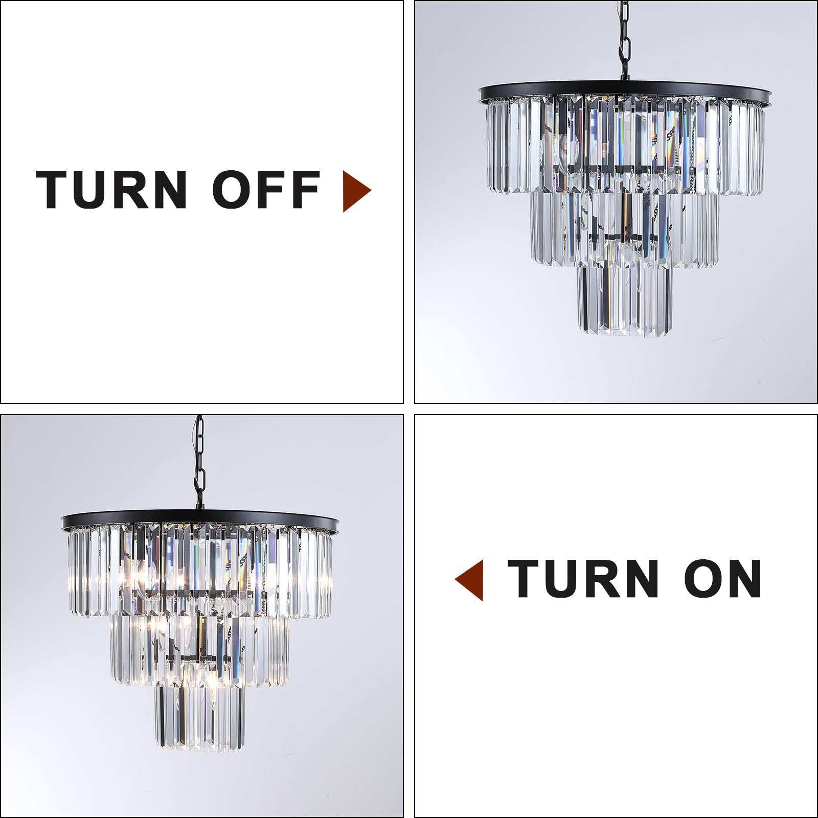 Modern Chandeliers 11-Light Fixture Luxury Crystal Chandelier Black