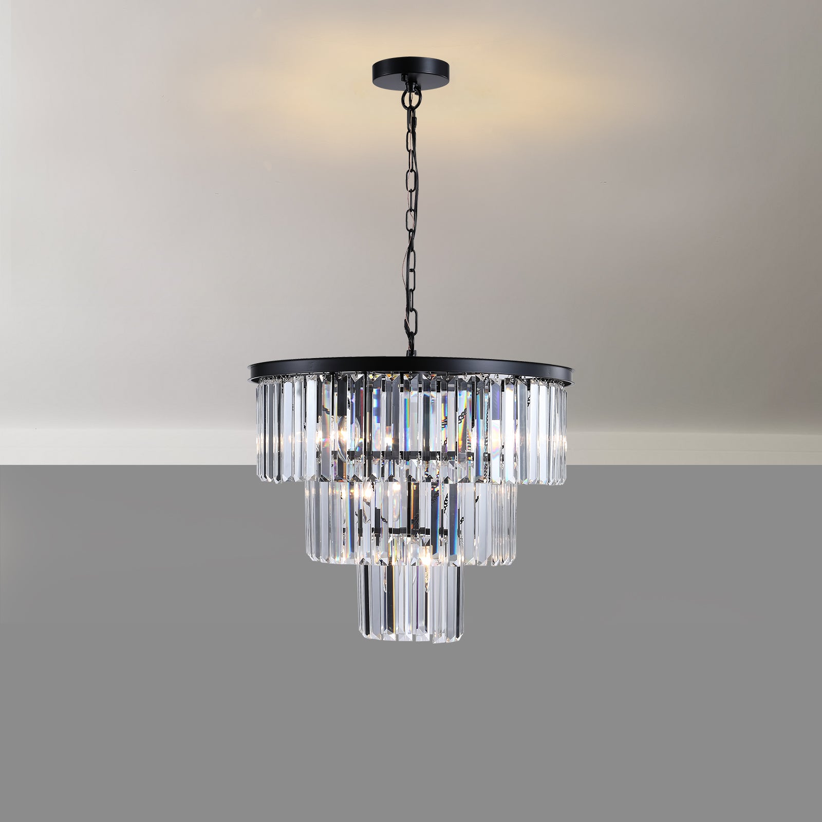 Modern Chandeliers 11-Light Fixture Luxury Crystal Chandelier Black