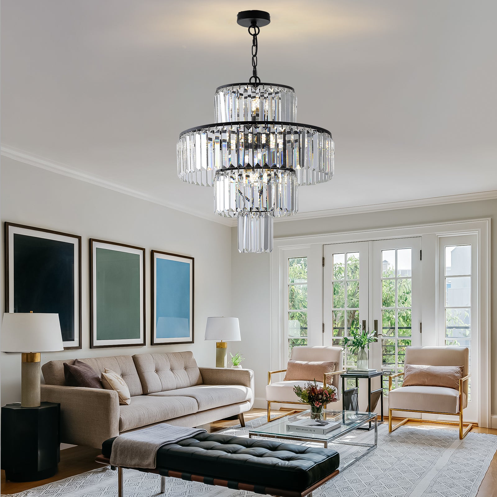 Modern 19.7 Inch Chandeliers Lights With Luxury Black