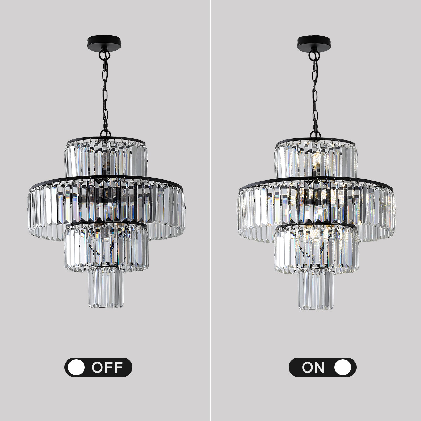 Modern 19.7 Inch Chandeliers Lights With Luxury Black