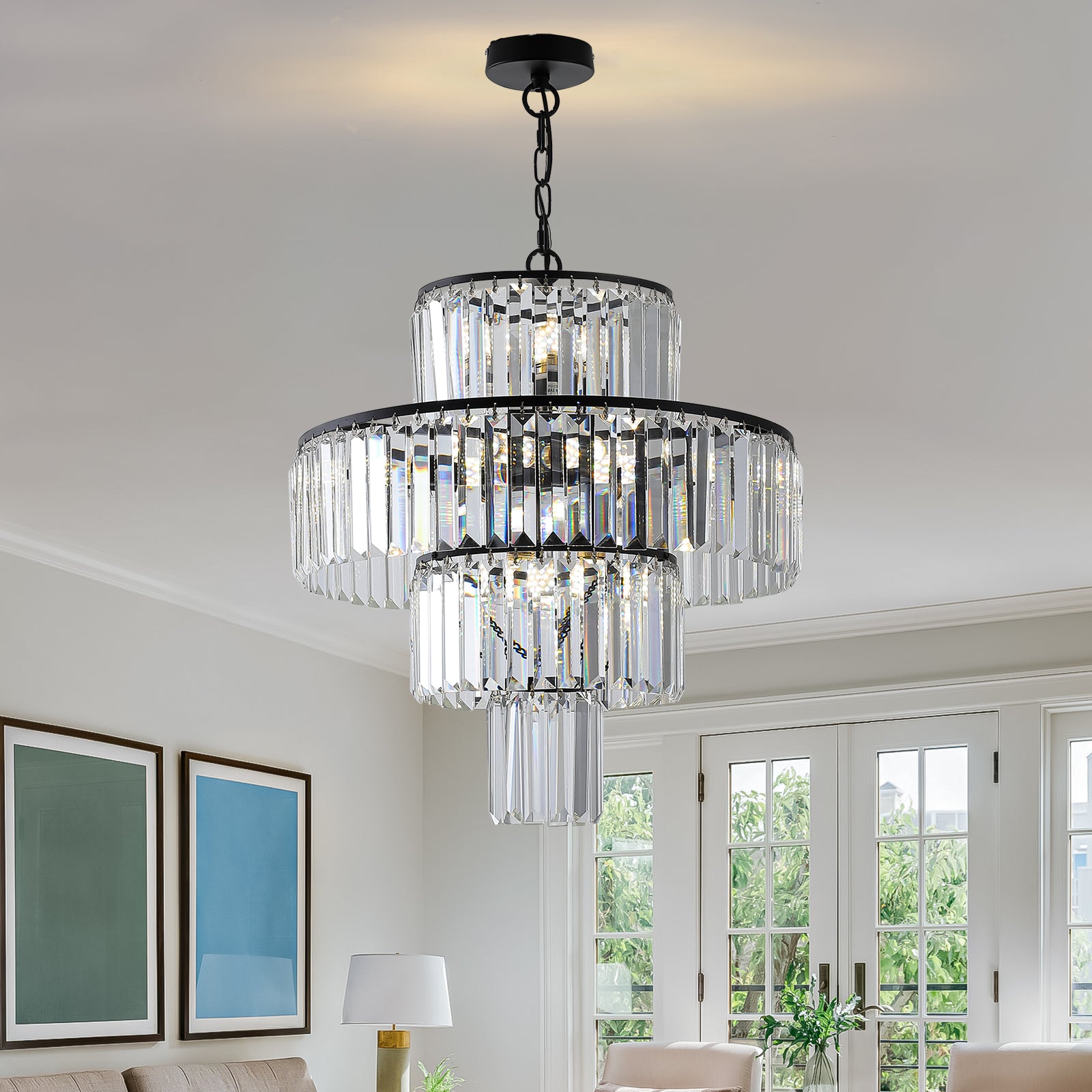 Modern 19.7 Inch Chandeliers Lights With Luxury Black