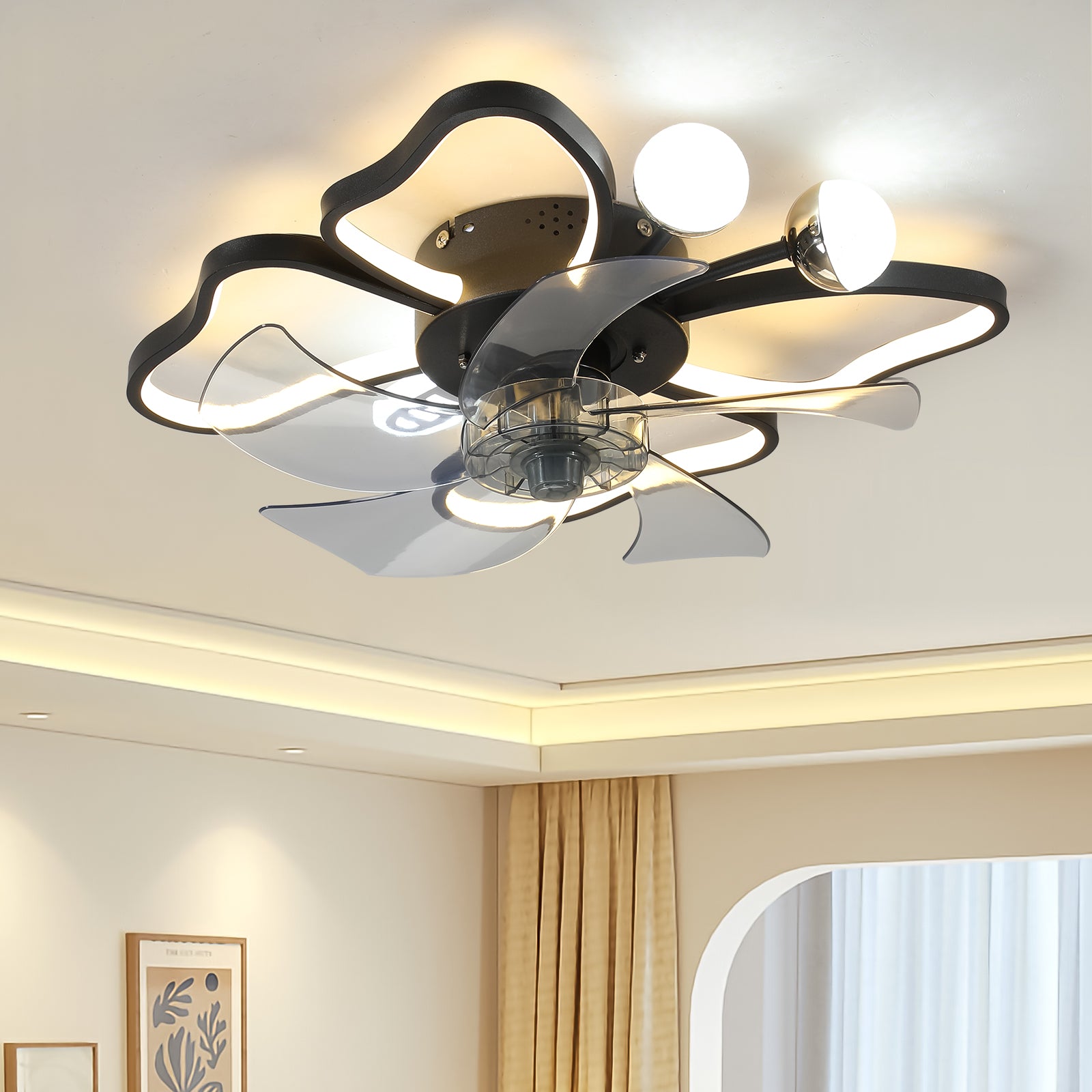 Modern 20'' Light Ceiling Fan 6-Speed Reversible Blades Butterfly Design Styling