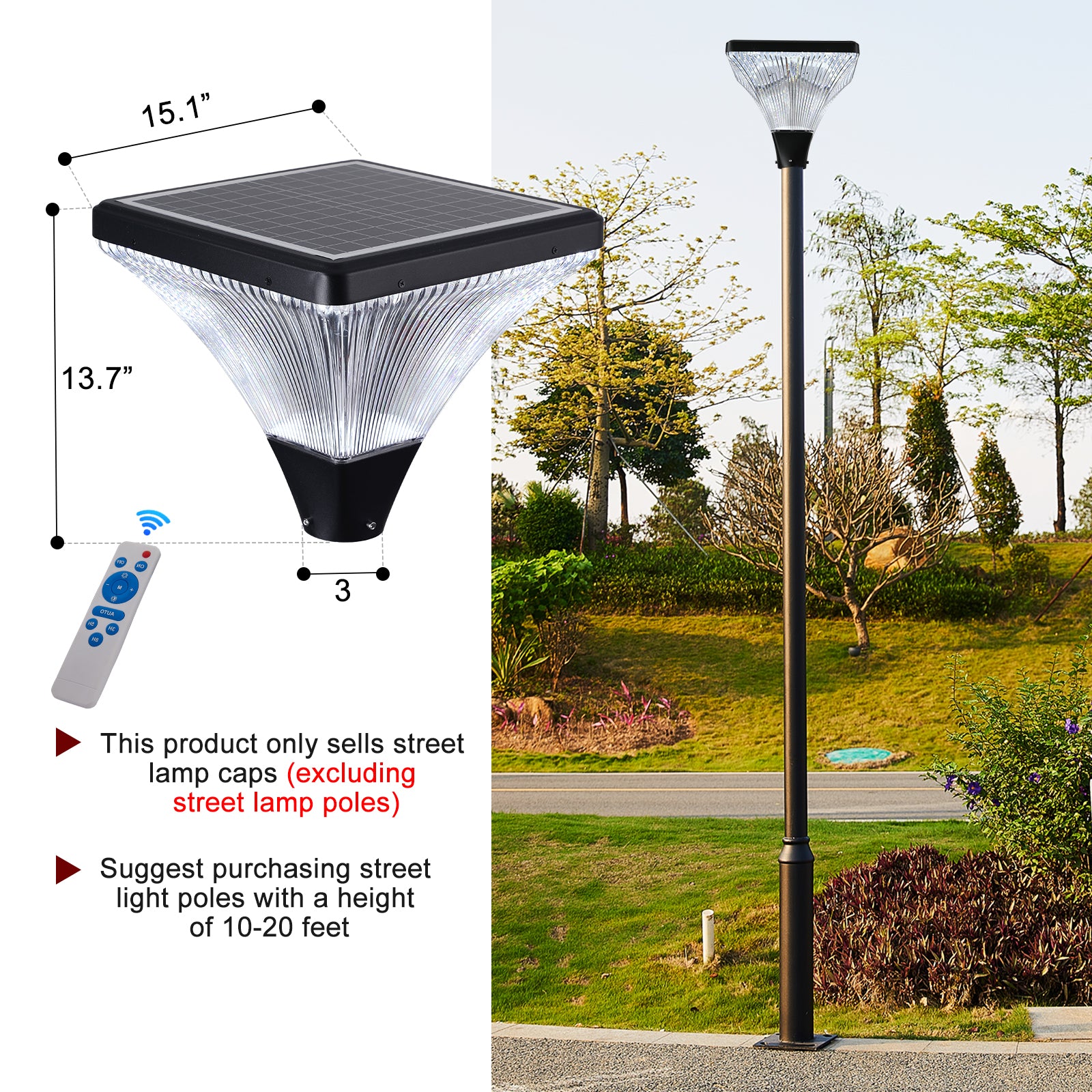 Modern Solar Street Lamp Cap In Black