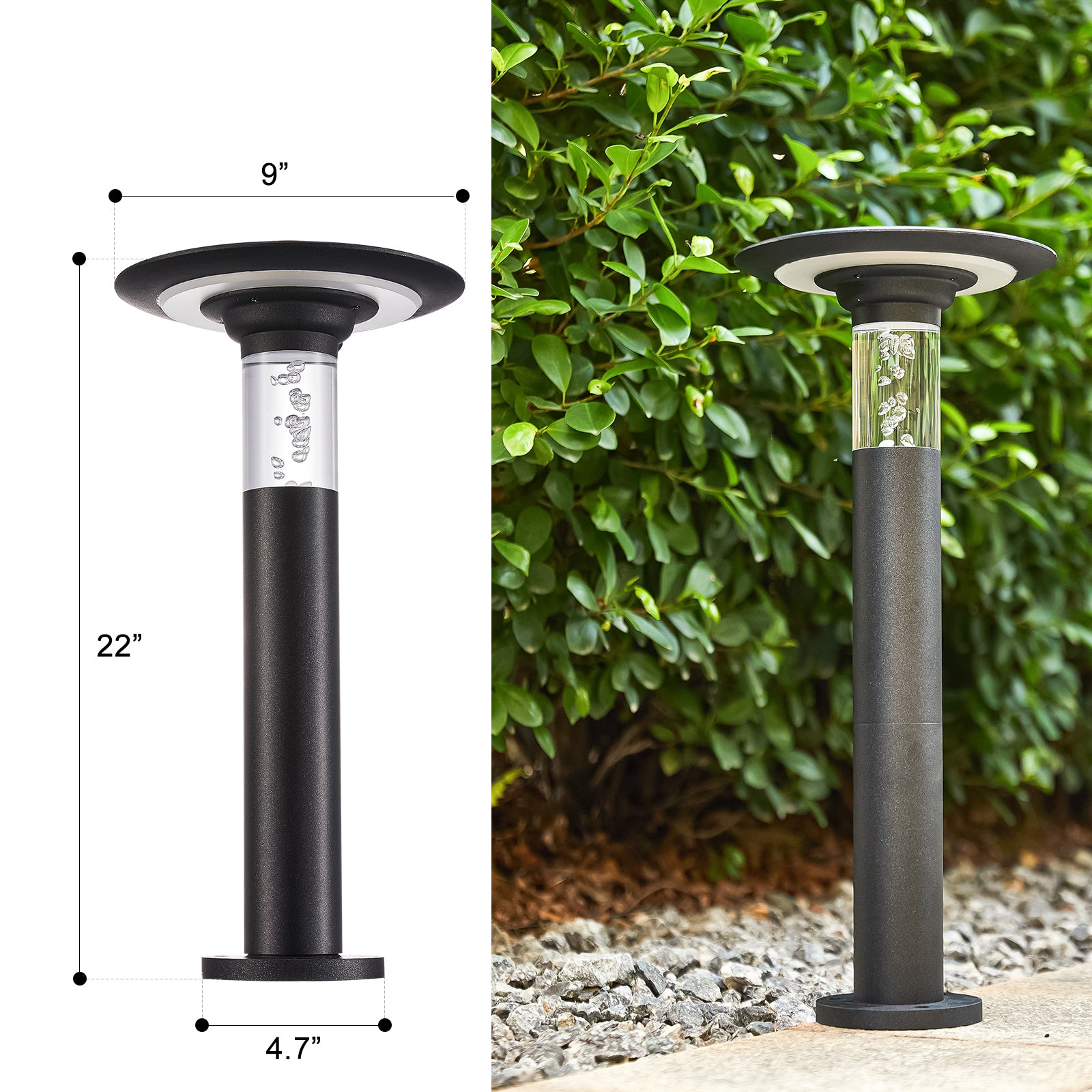 Solar Lawn Light With Dimmable LED In Black