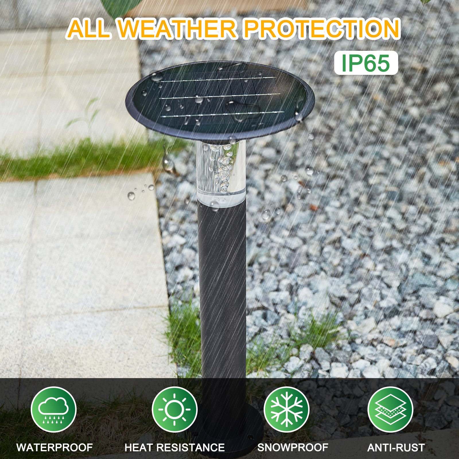 Solar Lawn Light With Dimmable LED In Black