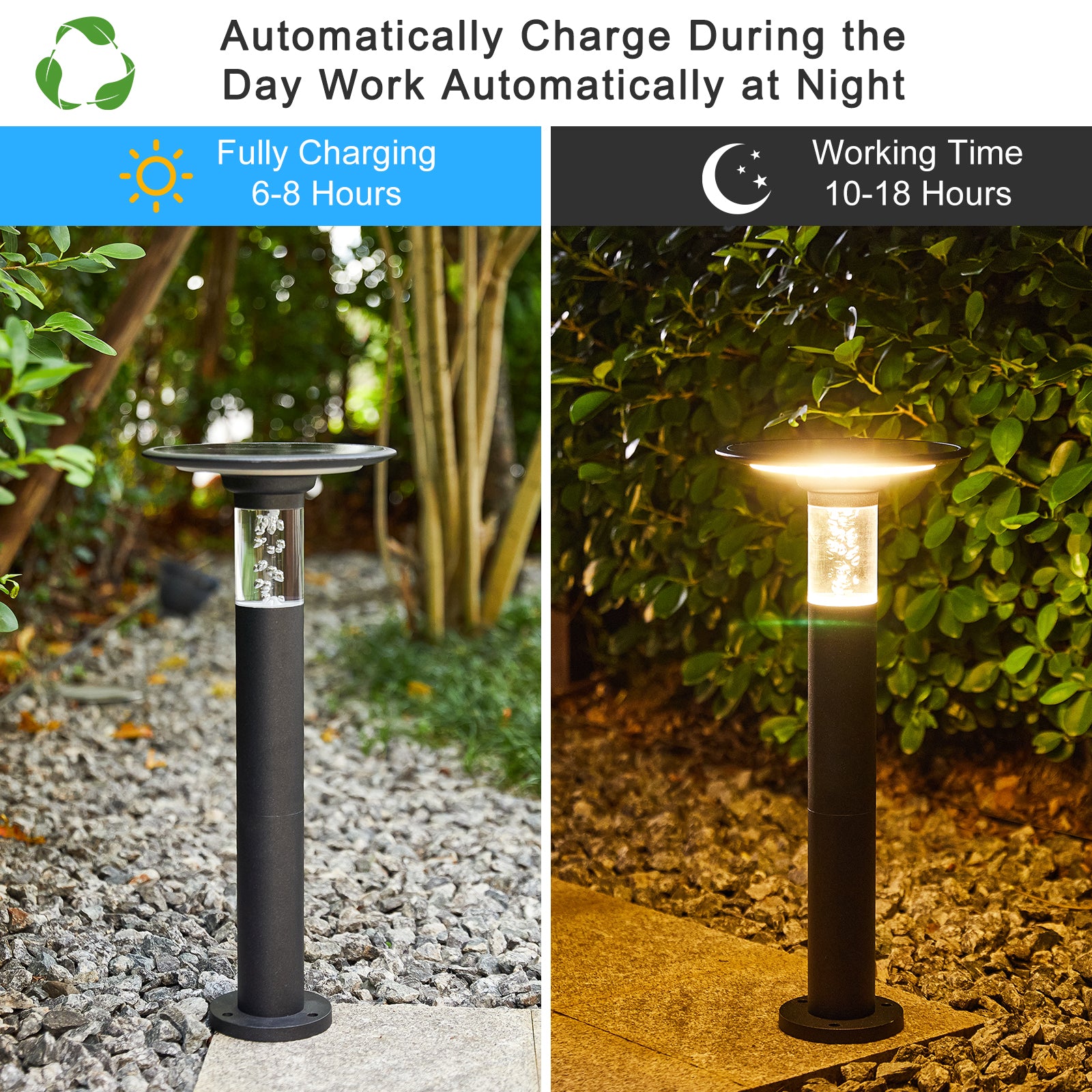 Solar Lawn Light With Dimmable LED In Black