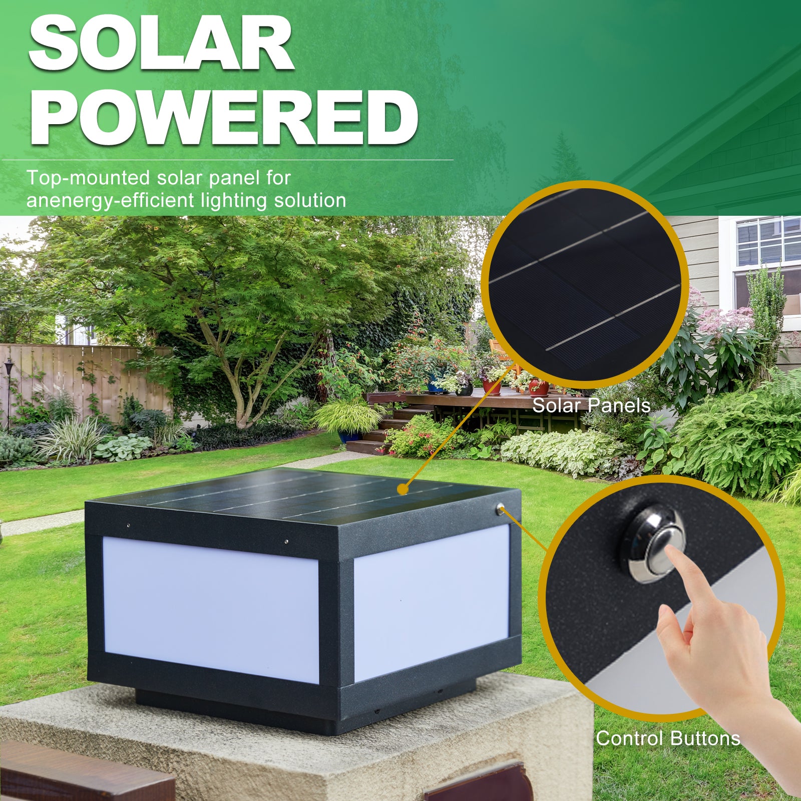 Solar Wall Lamp With Dimmable LED IP65 Waterproof With Aluminium Black