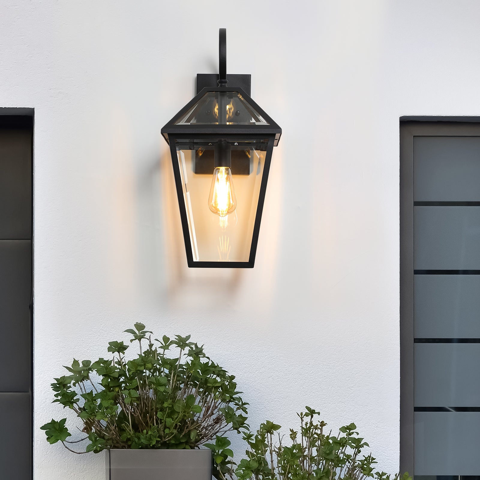 Modern Irregular Outdoor Waterproof Wall Lamp In Black