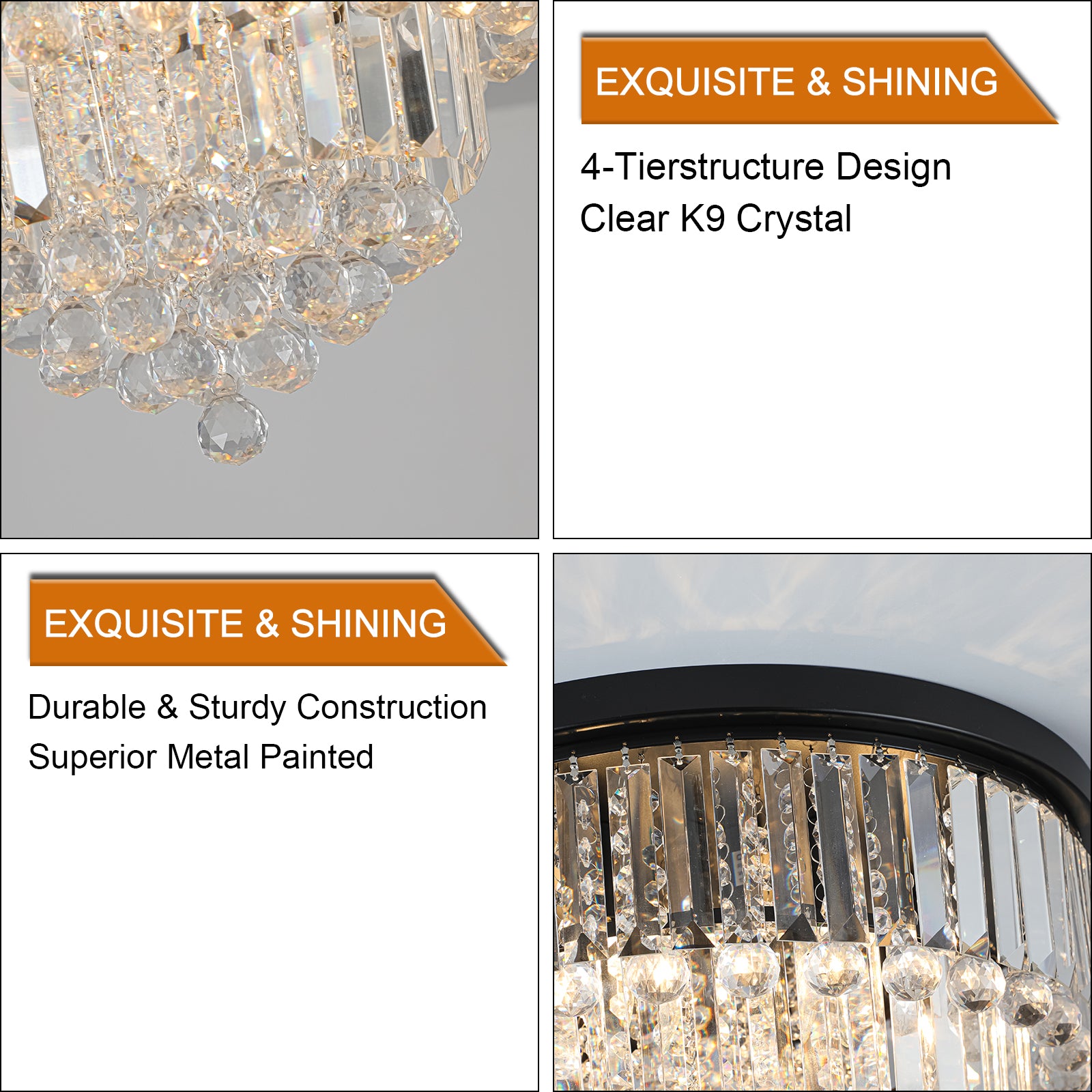 Modern Style 6-light Crystal Lights Large Ceiling Chandeliers With Luxury Clear