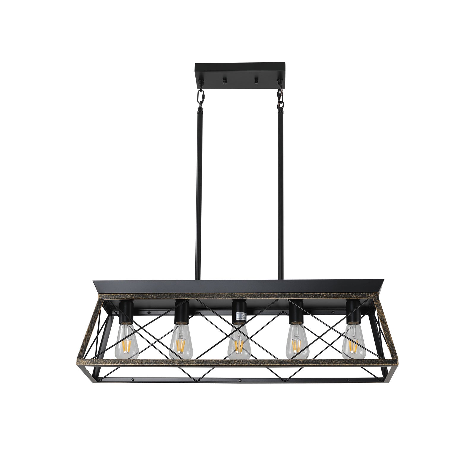 Modern Rectangular Island 5-Light for Kitchen With Black Gold