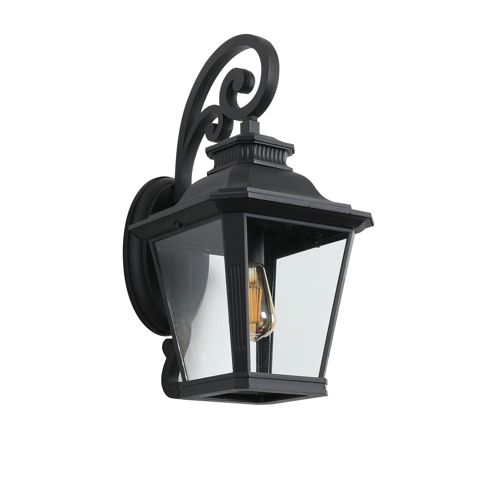 Simplicity Large Outdoor Wall Sconce Lights with Clear Glass In Black