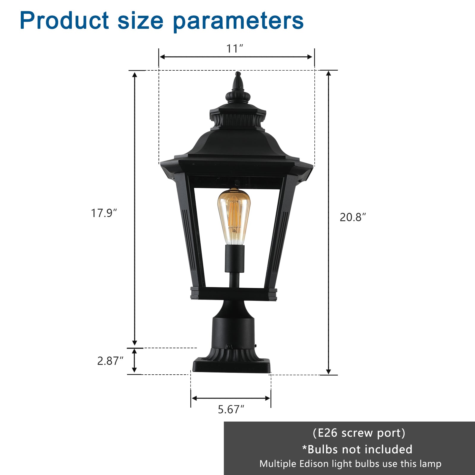 Modern Single-Light Outdoor Glass Column Headlights In Black