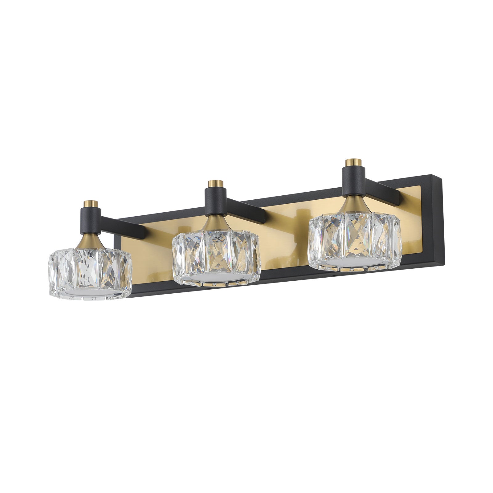 Modern Crystal LED 4-Light Bathroom Vanity Light Antique Brass