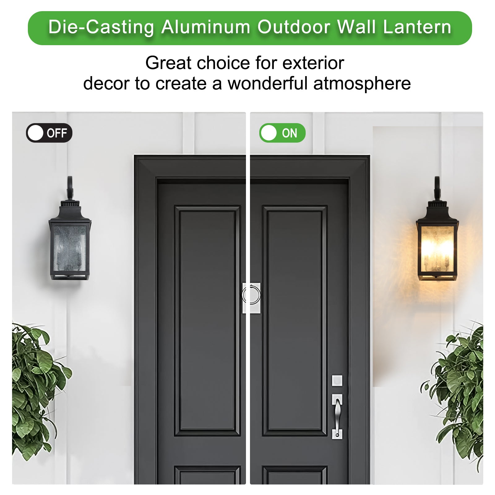 Industrial Square Single-Light Outdoor Wall Lamps With Glass Black