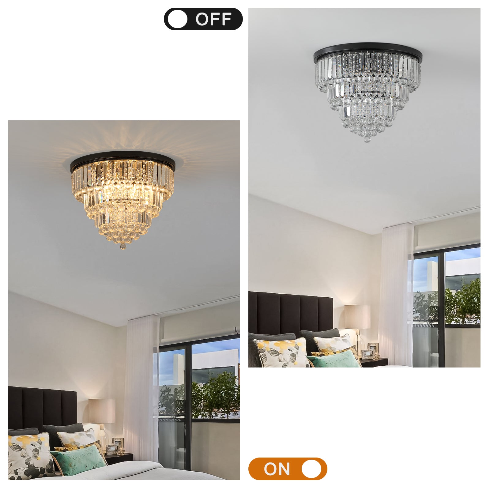 Modern Style 6-light Crystal Lights Large Ceiling Chandeliers With Luxury Clear