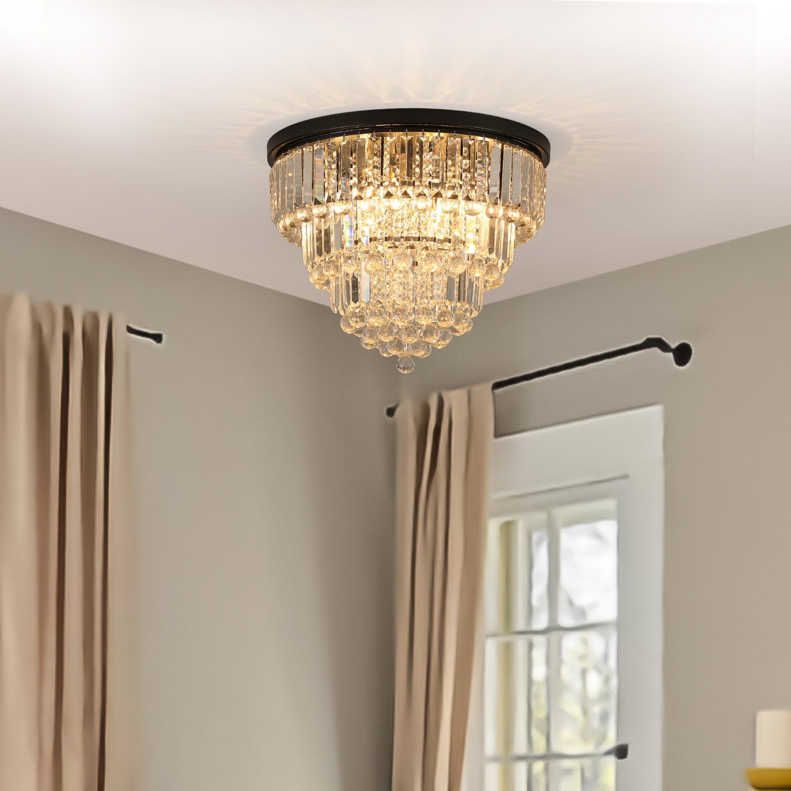 Modern Style 6-light Crystal Lights Large Ceiling Chandeliers With Luxury Clear