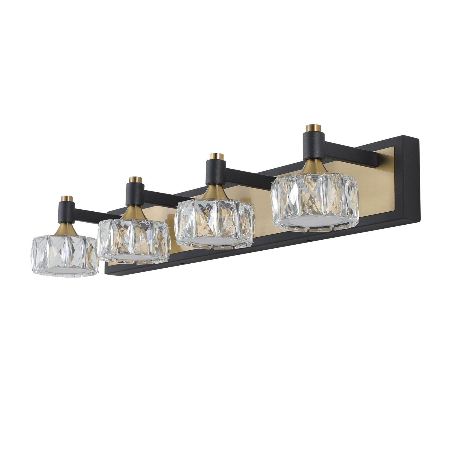 Modern Crystal LED 4-Light Bathroom Vanity Light Antique Brass