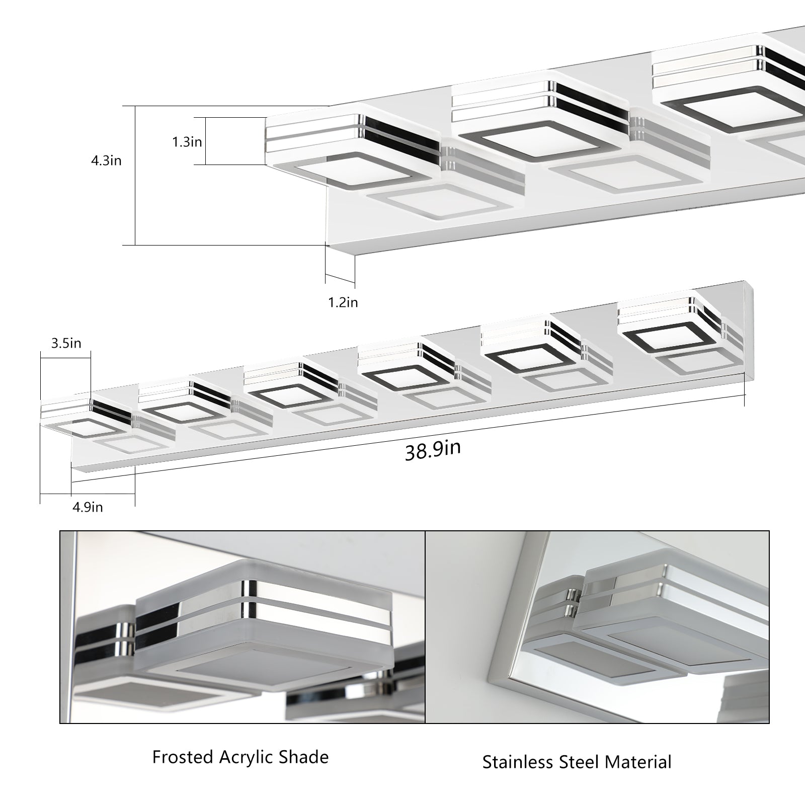 Simplicity Practicality 6-Lights Acrylic  Makeup Mirror Light In Chrome