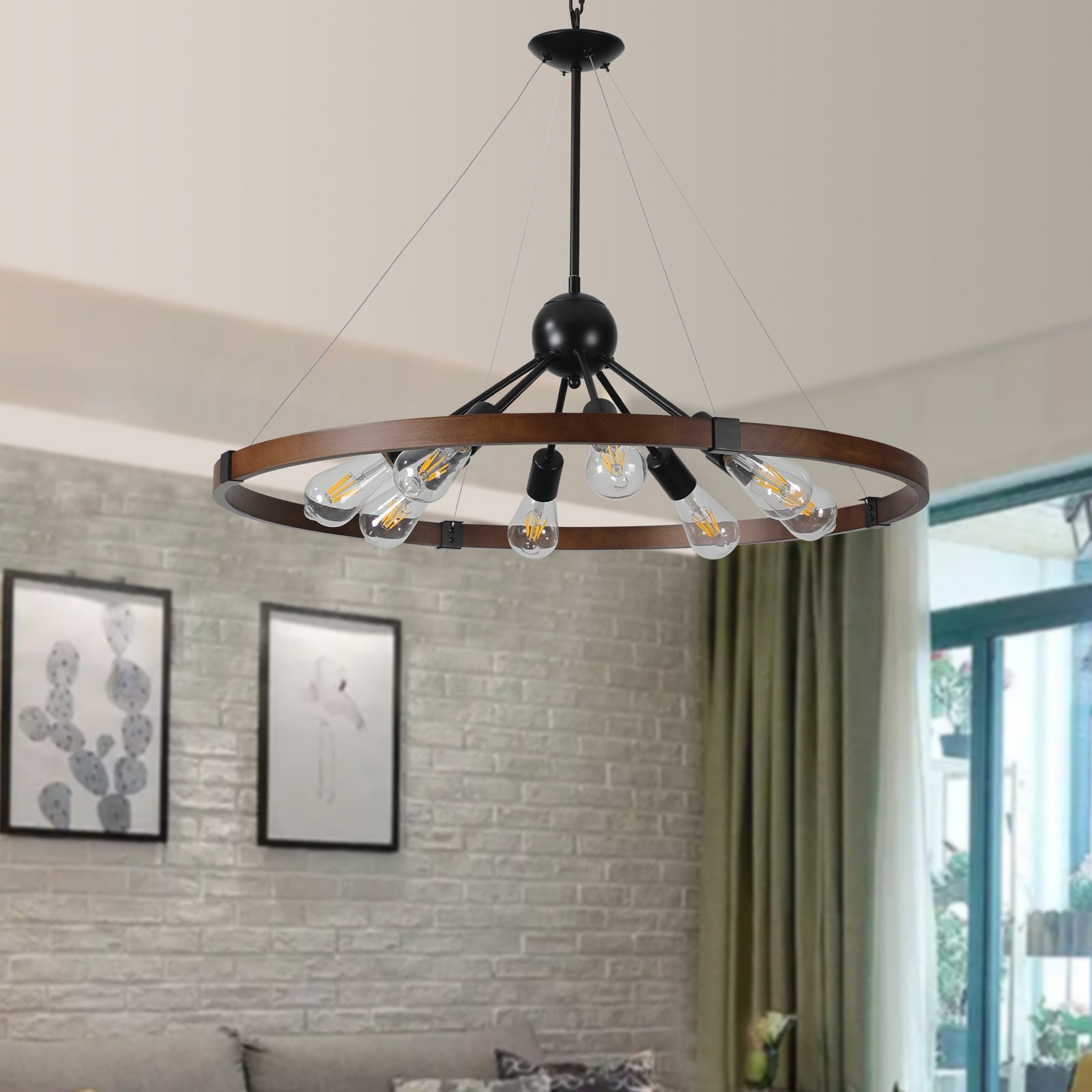 Farmhouse Chandelier 8-Light Modern for Living Room and Dining Room Matte Black