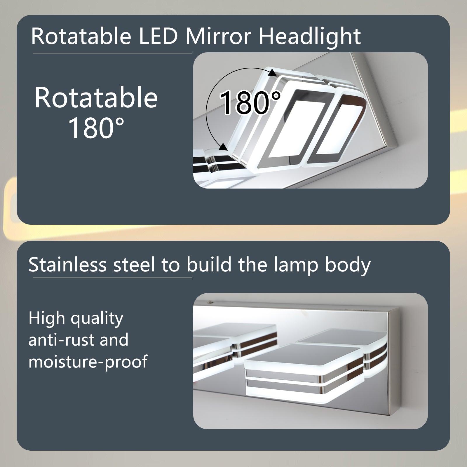 Simplicity Practicality 6-Lights Acrylic  Makeup Mirror Light In Chrome