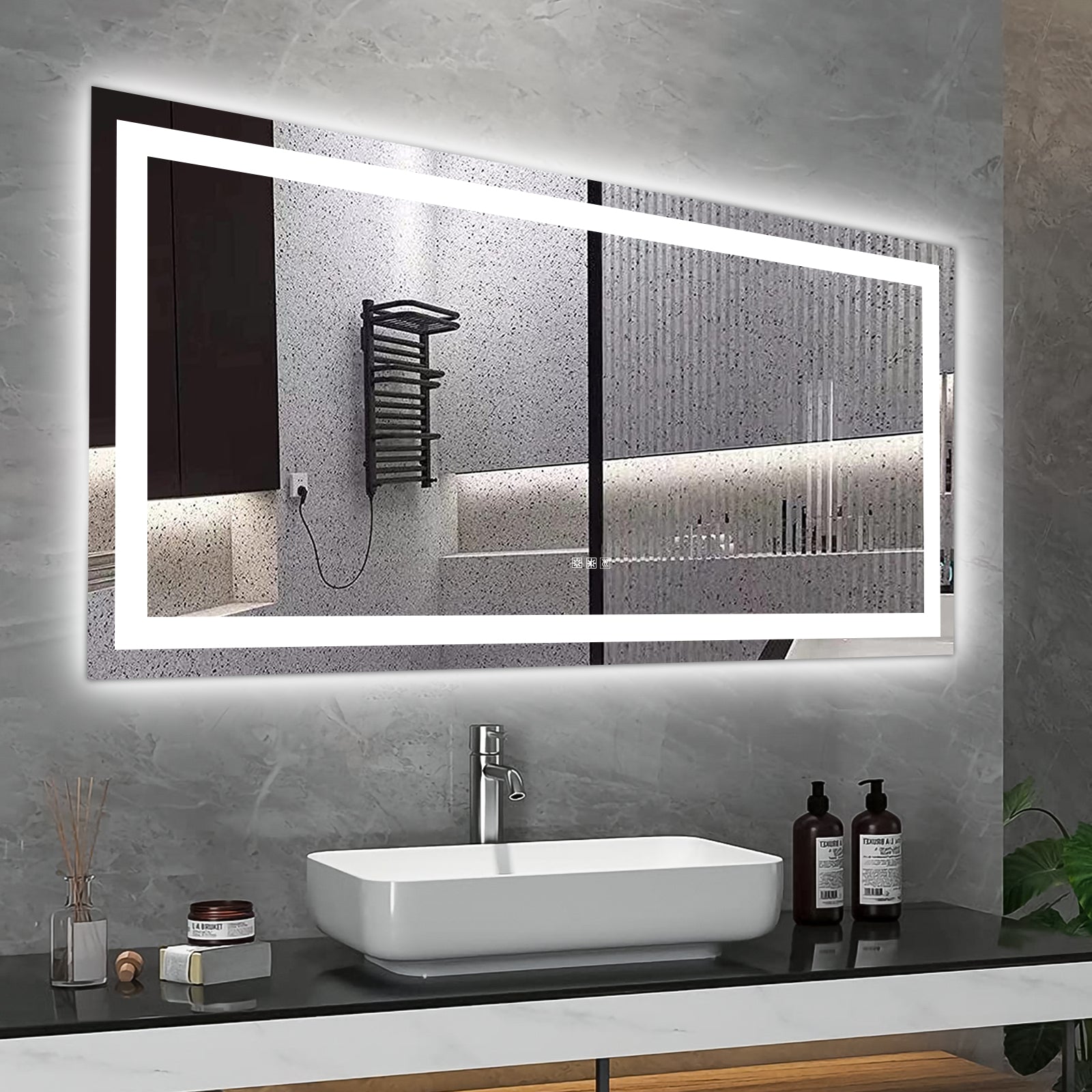 60''x32'' LED Mirror Rectangle LED Wall-Mounted Dressing In Clear