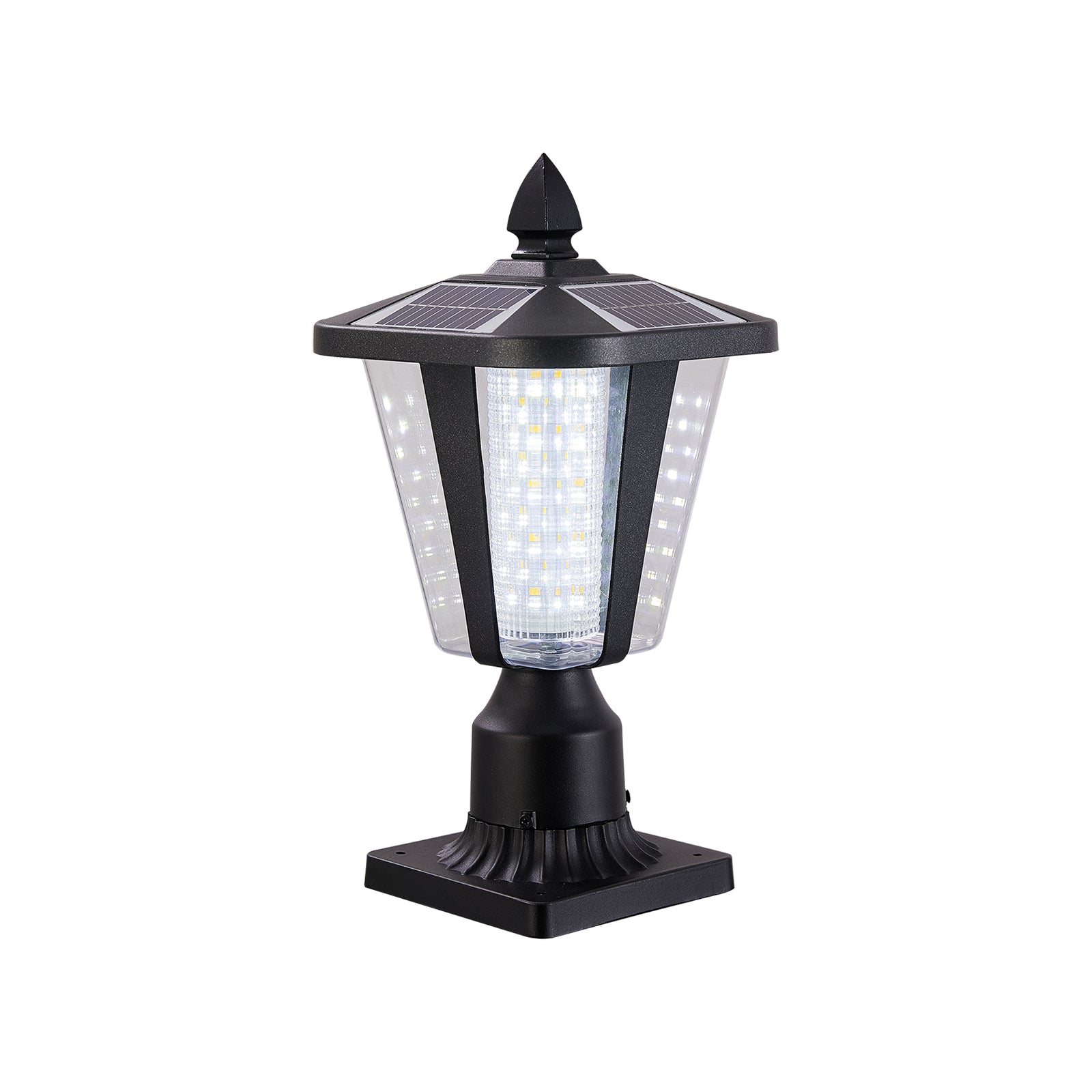 Simplicity Solar Column Headlights With Dimmable LED Aluminium In Black