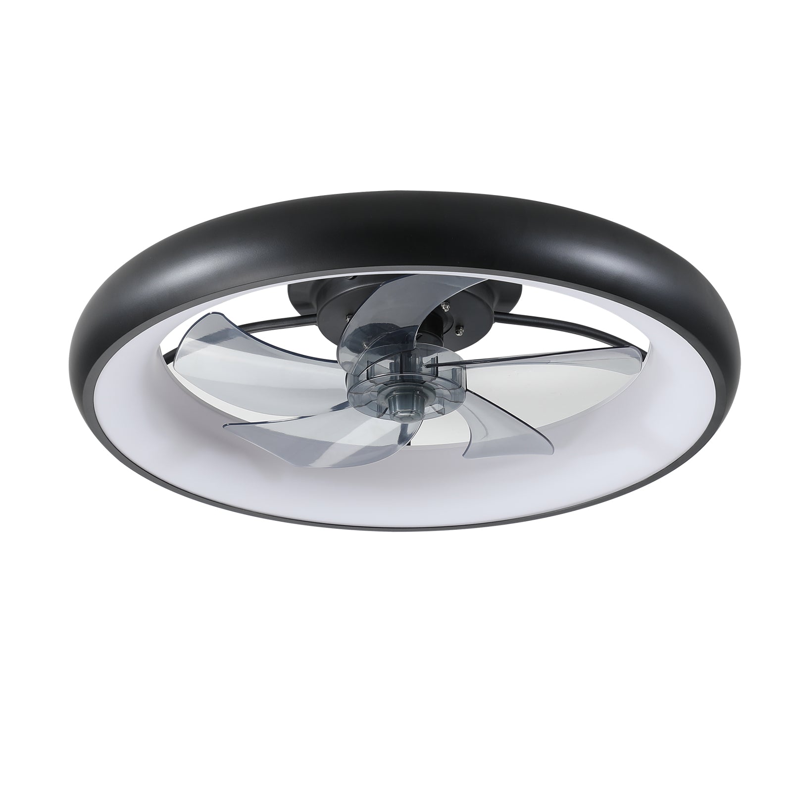 Modern 21" LED 5-Blades Ceiling Fans Light Reversible Blades in Black&White