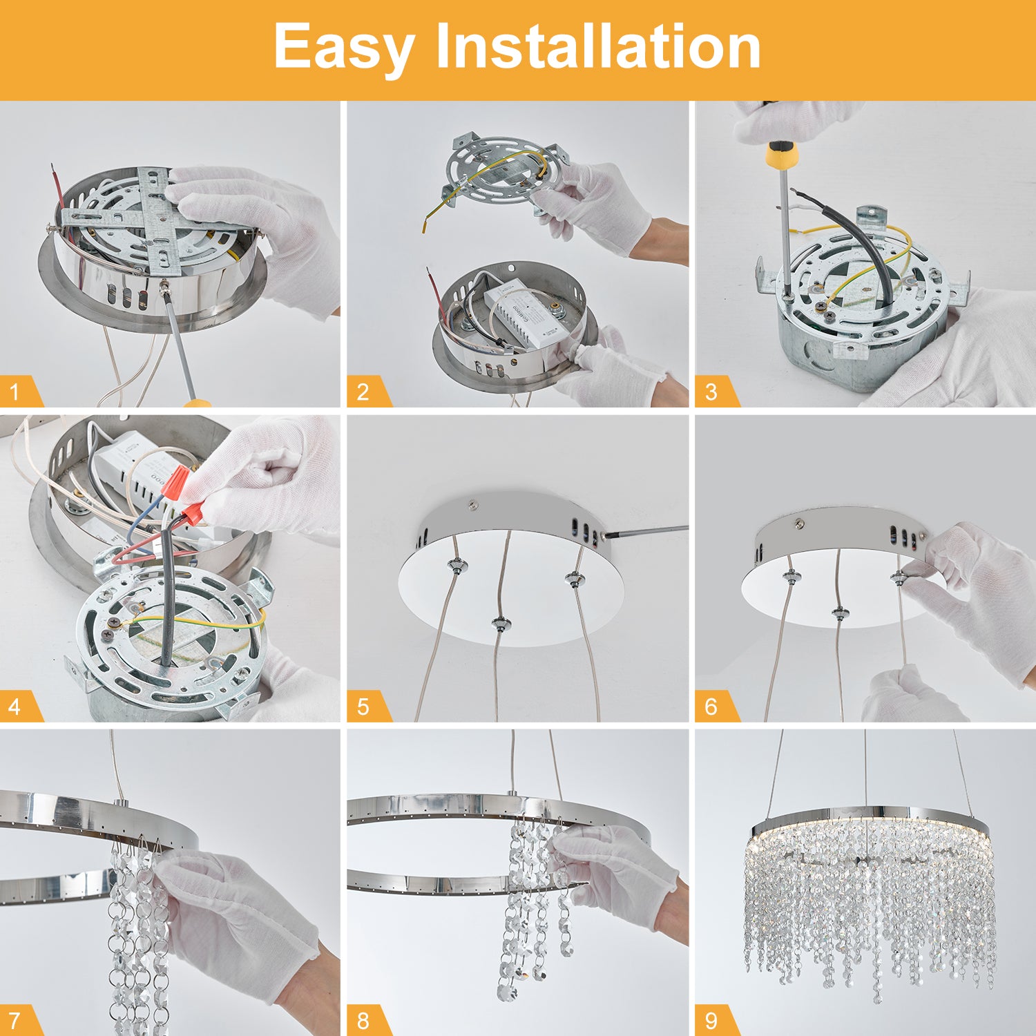 Modern Pendant Light Fancy Hanging Ceiling Lamps Luxury Crystal Chandelier