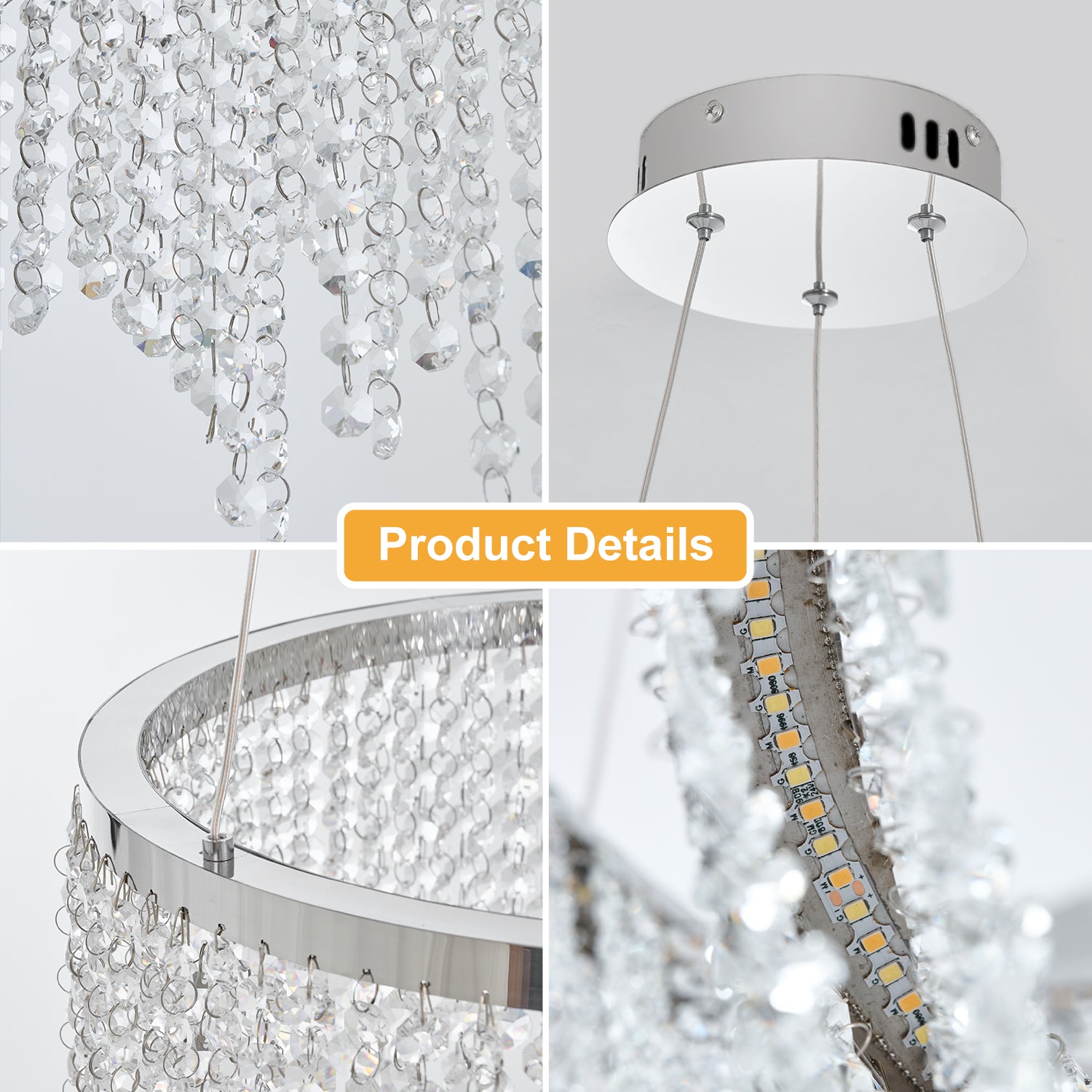 Modern Pendant Light Fancy Hanging Ceiling Lamps Luxury Crystal Chandelier