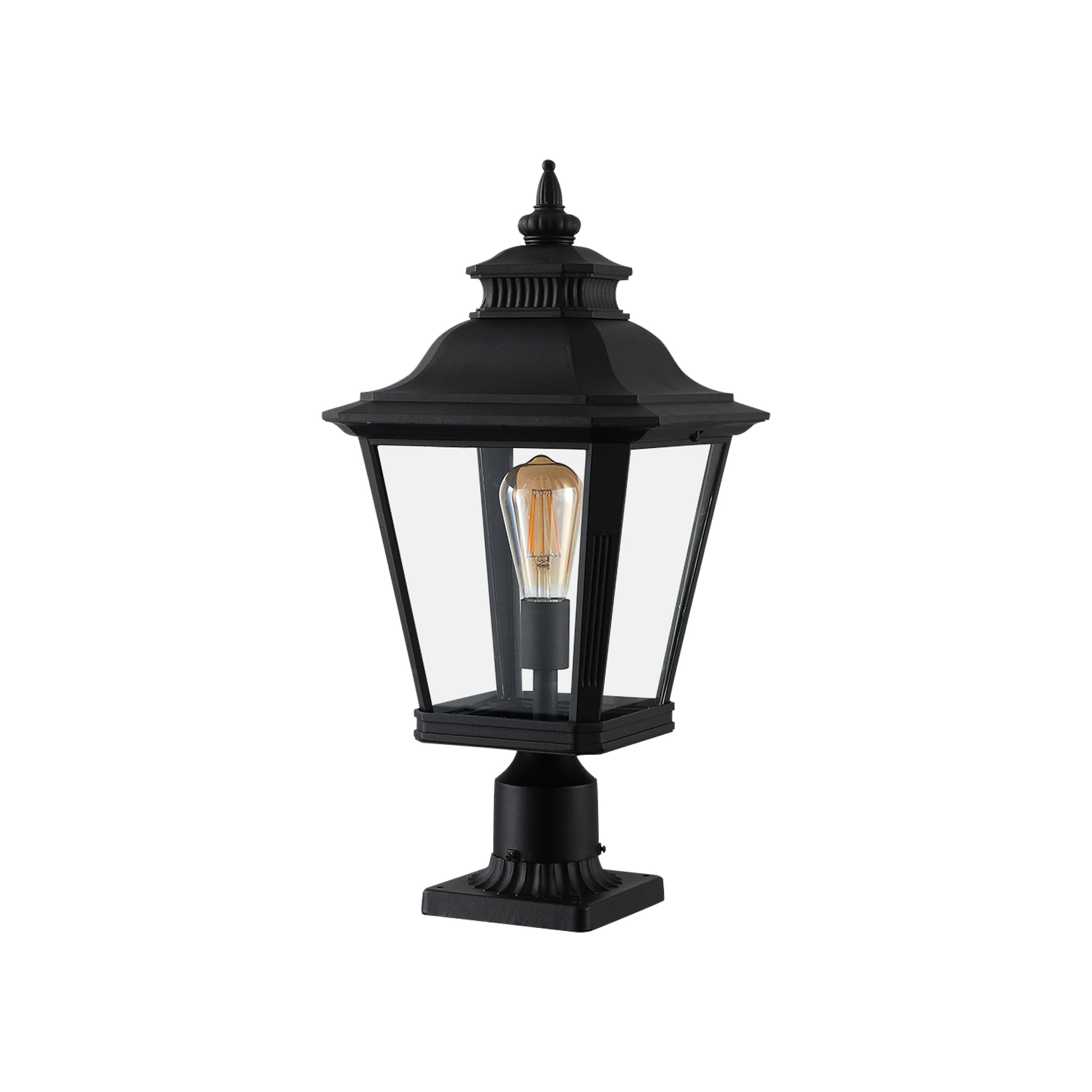 Modern Single-Light Outdoor Glass Column Headlights In Black