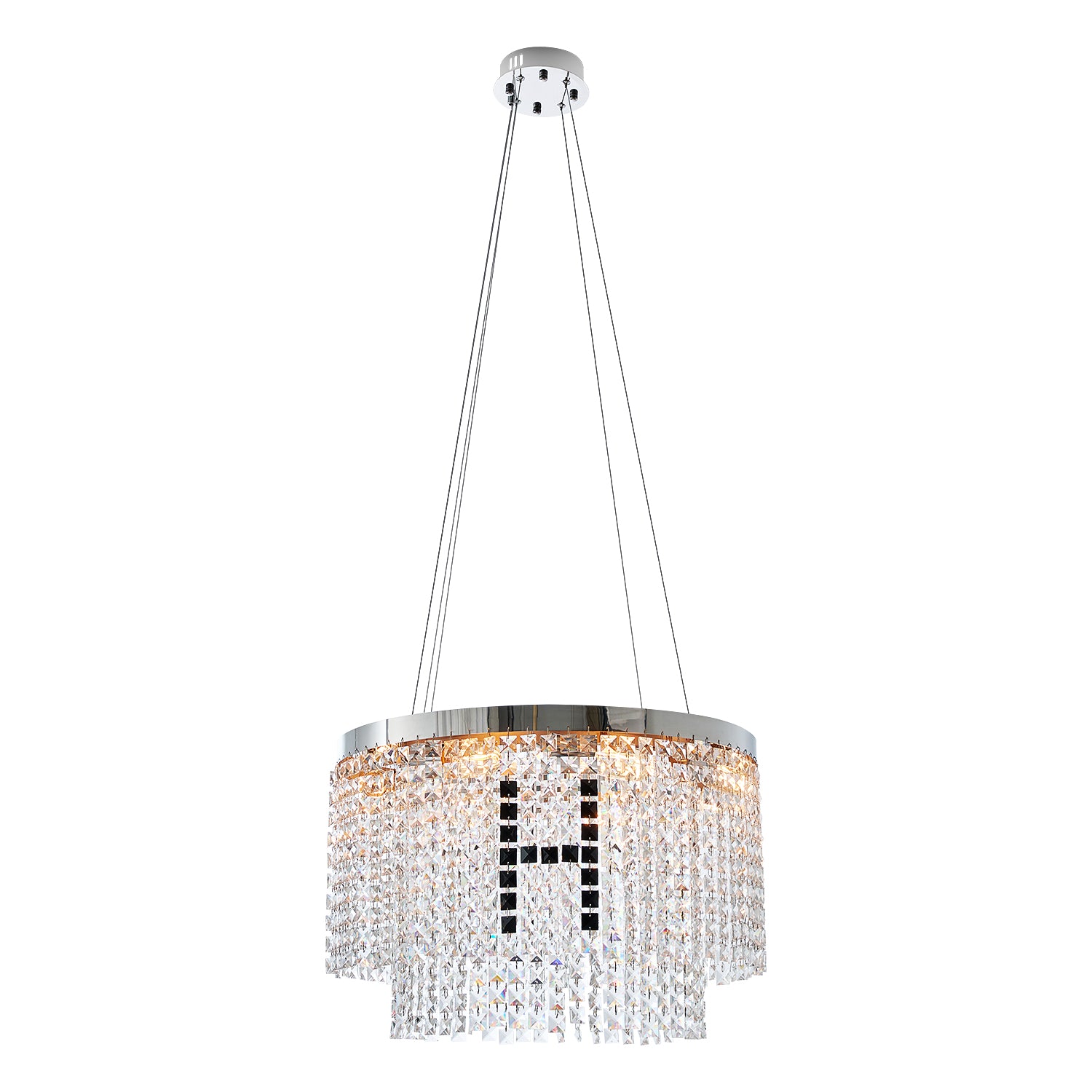 Modern 8-Light Crystal Chandelier for Living-Room Round Cristal Lamp In Chrome