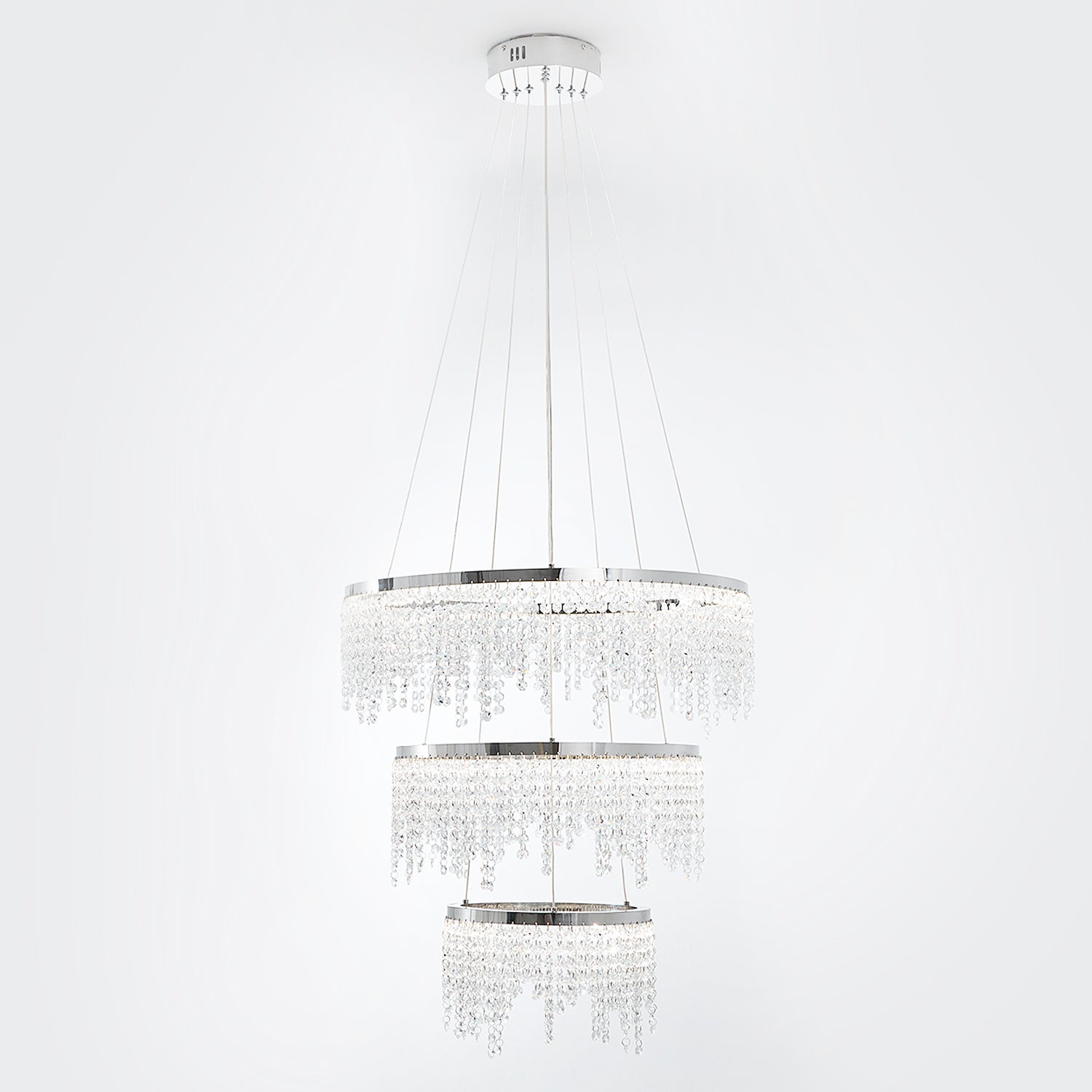 Luxury Modern Pendant Light 3 layers Fancy Hanging Crystal Chandelier In Chrome