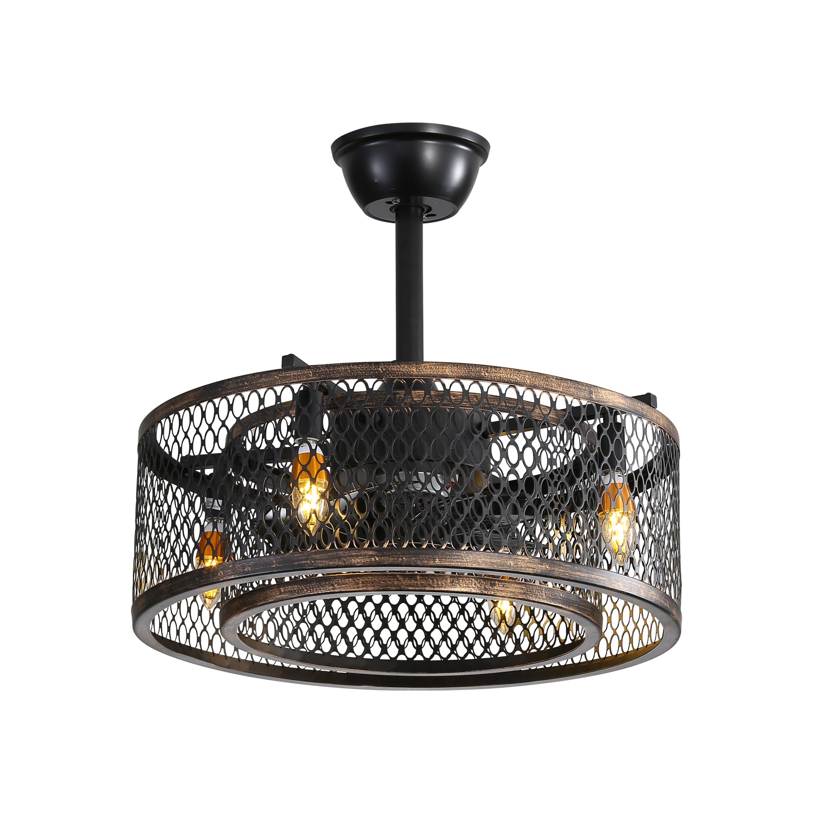 Modern 20'' Caged Ceiling Fan with Lights - Industrial Elegance