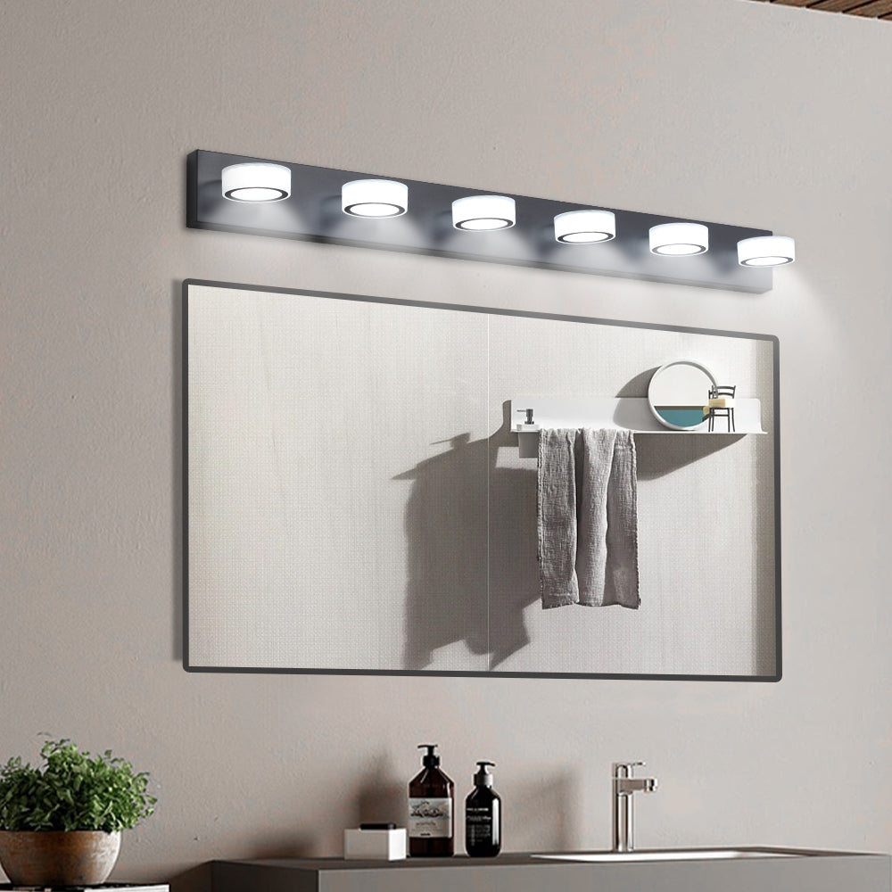 Modern 6-Light Vanity Lights Fixtures Over Mirror Bath Wall Lighting In Black