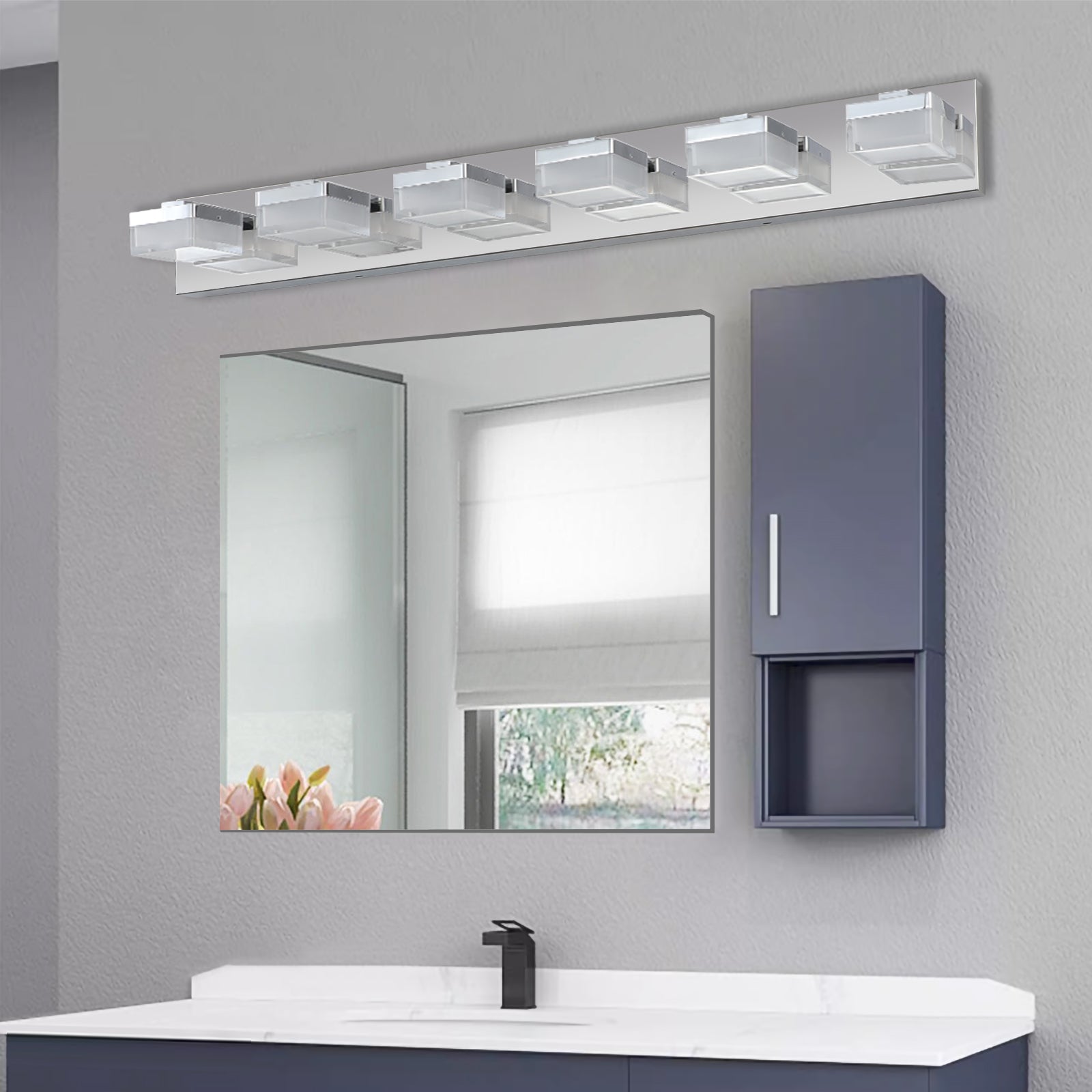 Modern Minimalist Style 6-Light LED Vanity Mirror Light Fixture Chrome