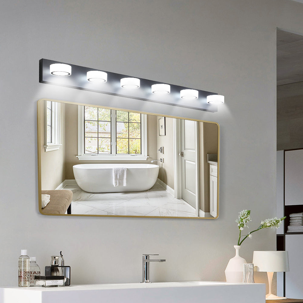 Modern 6-Light Vanity Lights Fixtures Over Mirror Bath Wall Lighting In Black