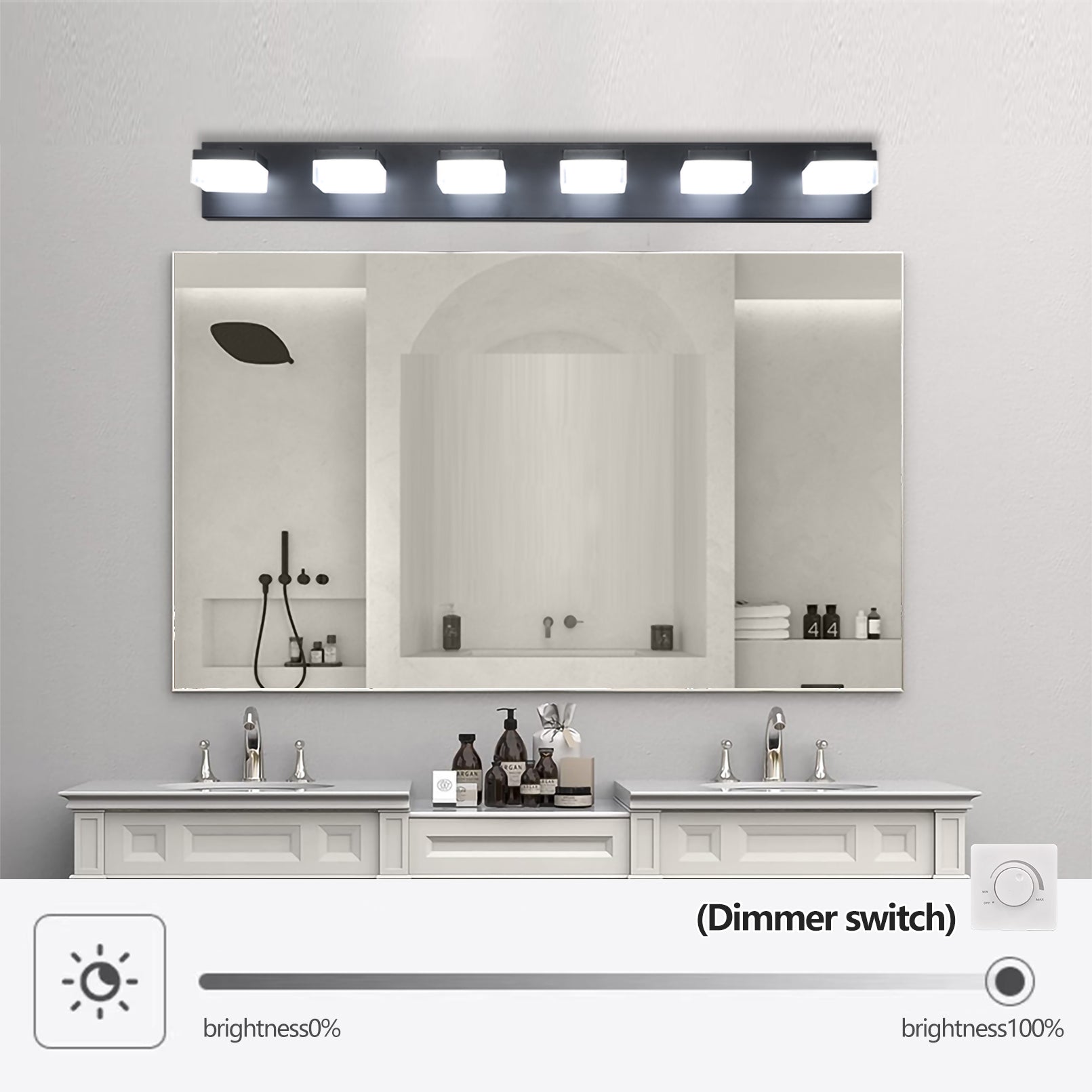 Modern 6-Light LED Vanity Mirror Light Fixture In Black