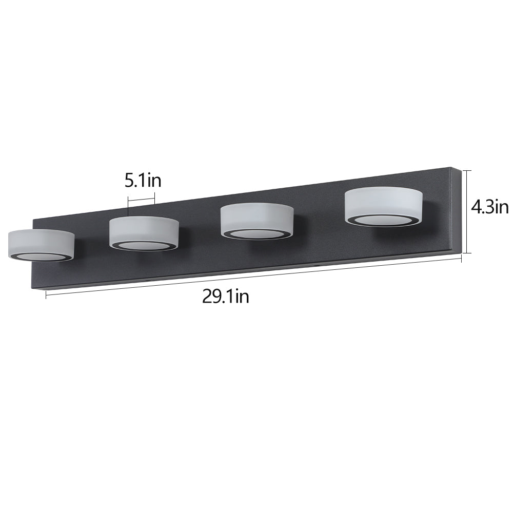 Modern 4-Light Vanity Lights Fixtures Over Mirror Bath Wall Lighting In Black